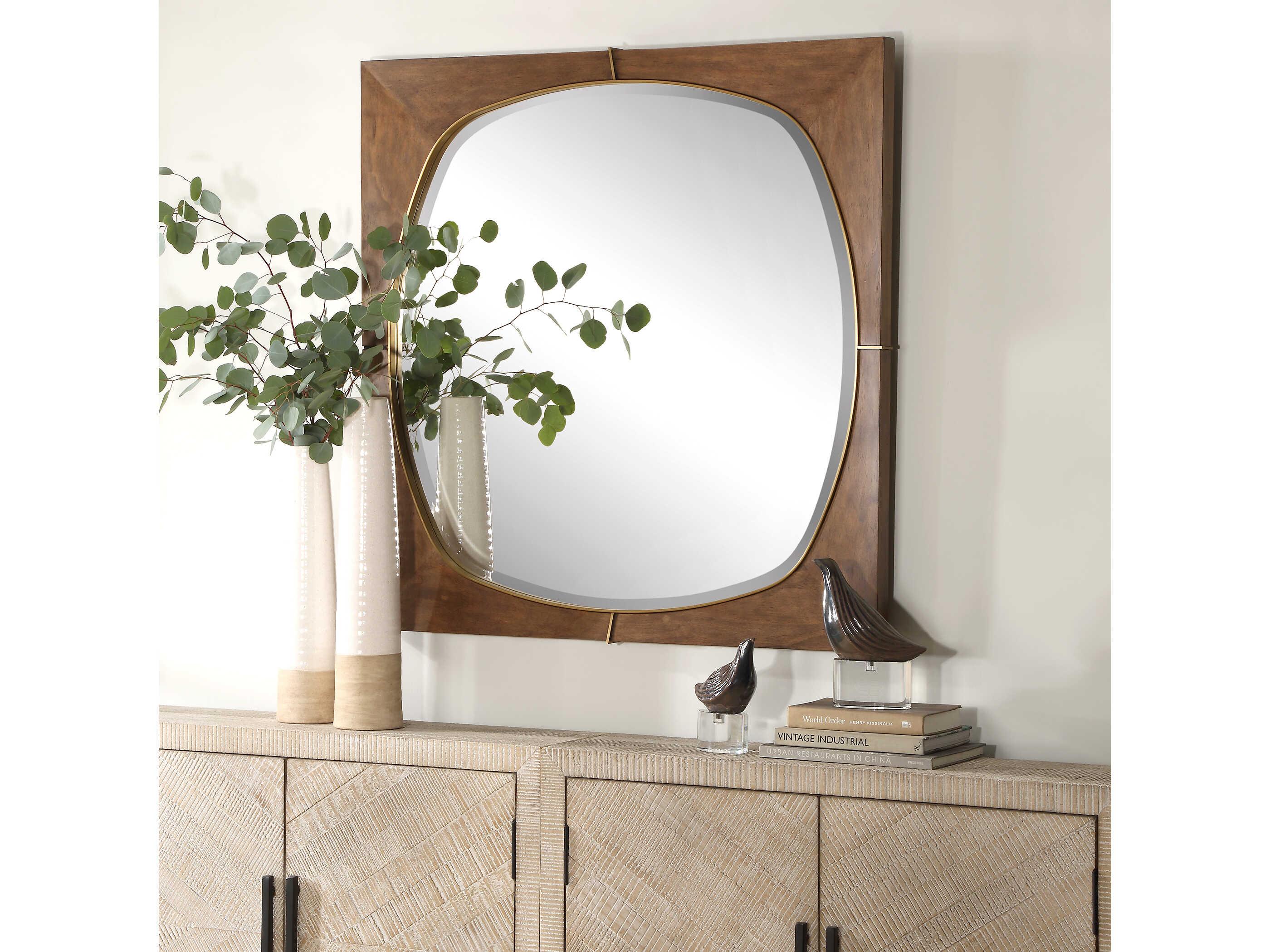 Uttermost Garonne Walnut Stain Square Wall Mirror
