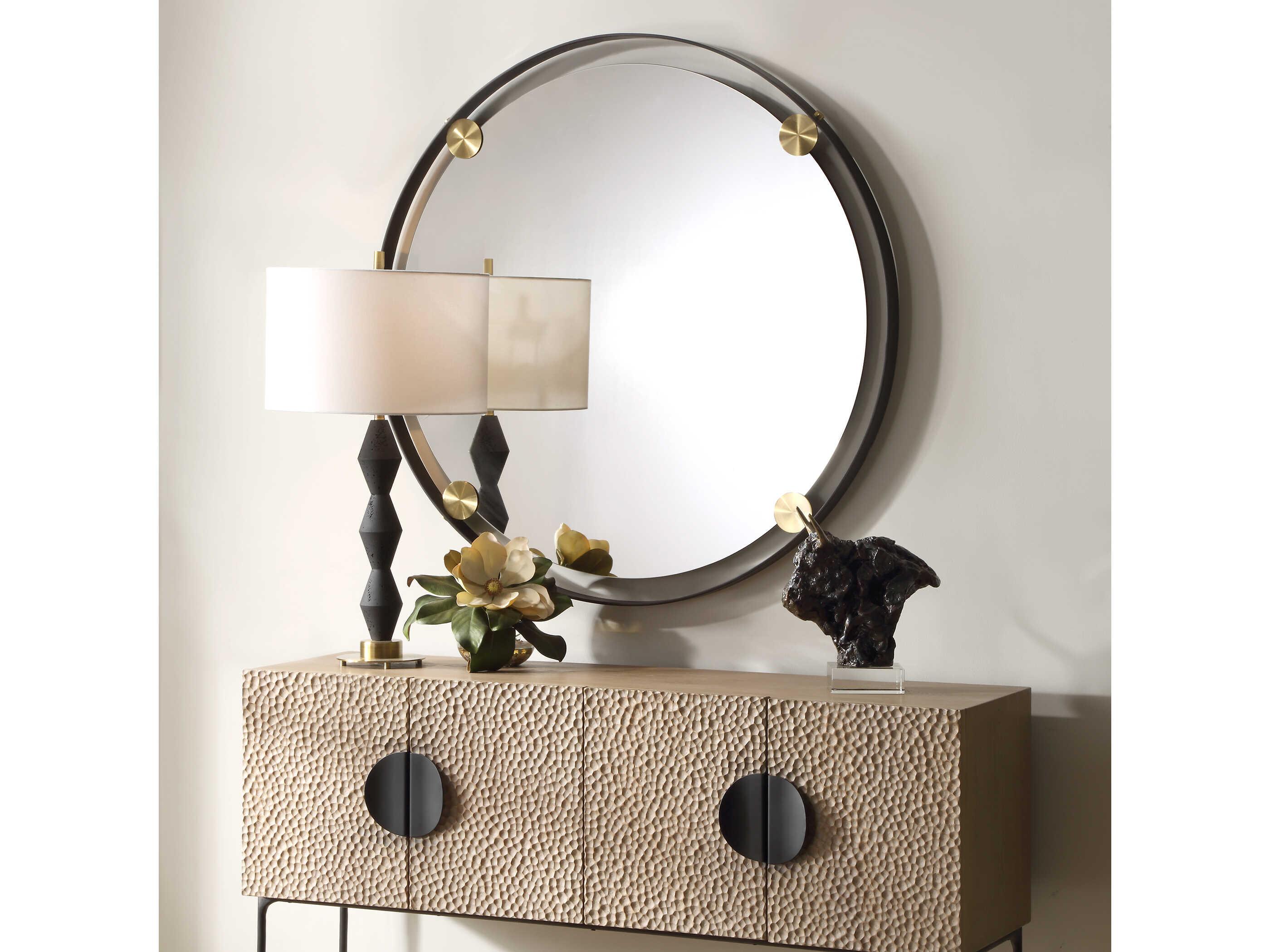 Uttermost Radius Dark Bronze Round Wall Mirror