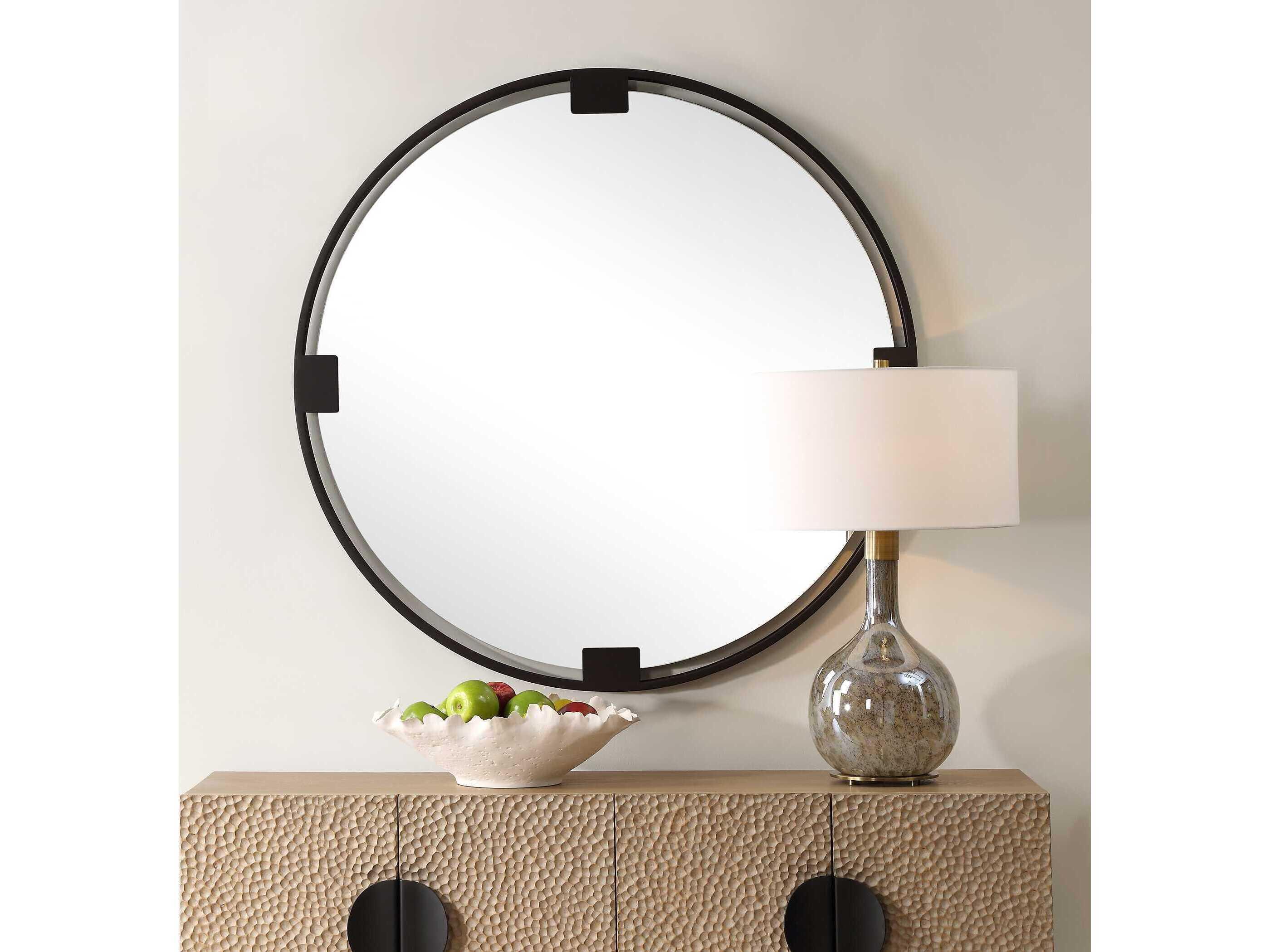 Uttermost Cornelia Dark Bronze Round Wall Mirror
