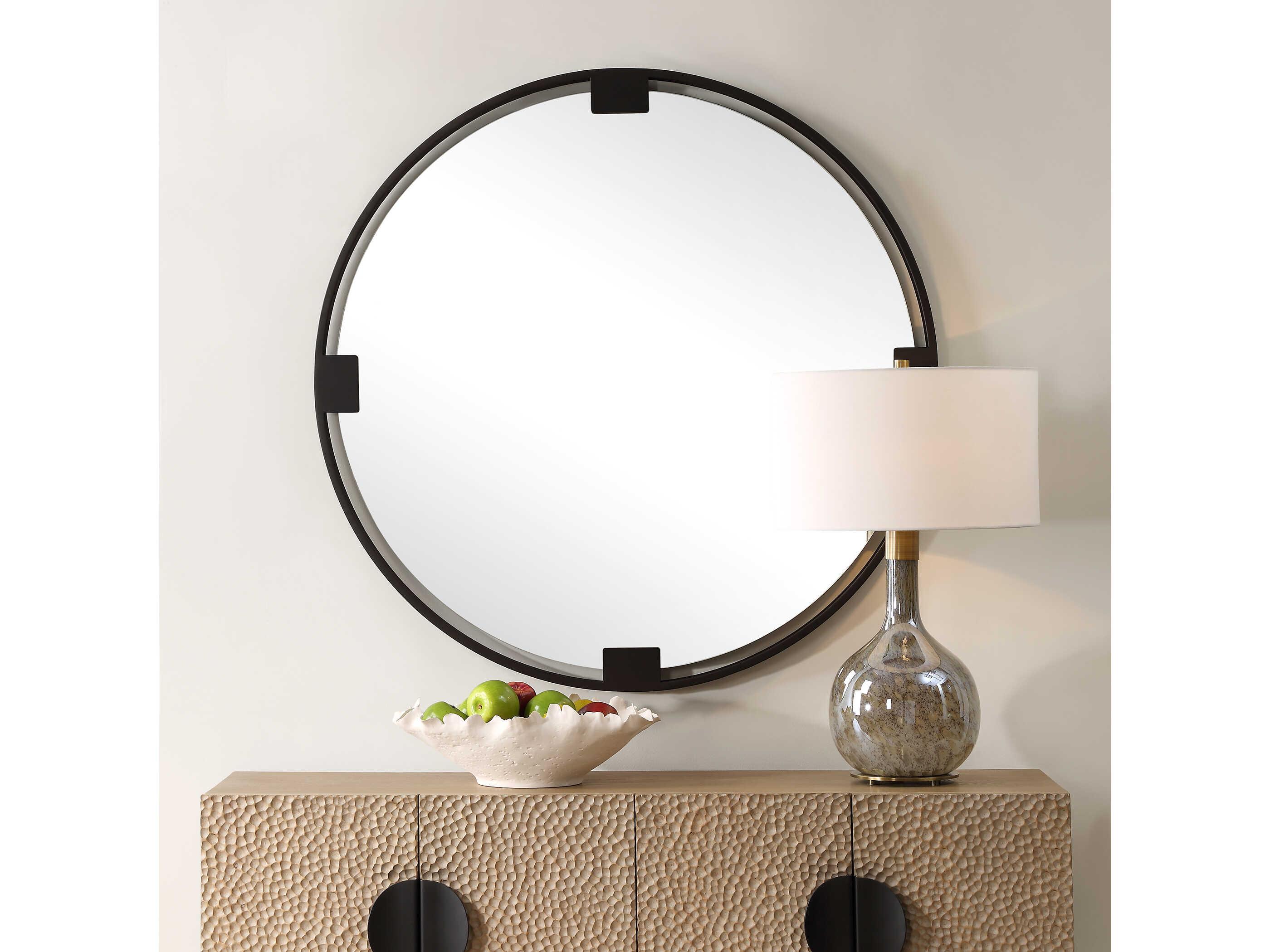 Uttermost Cornelia Dark Bronze Round Wall Mirror