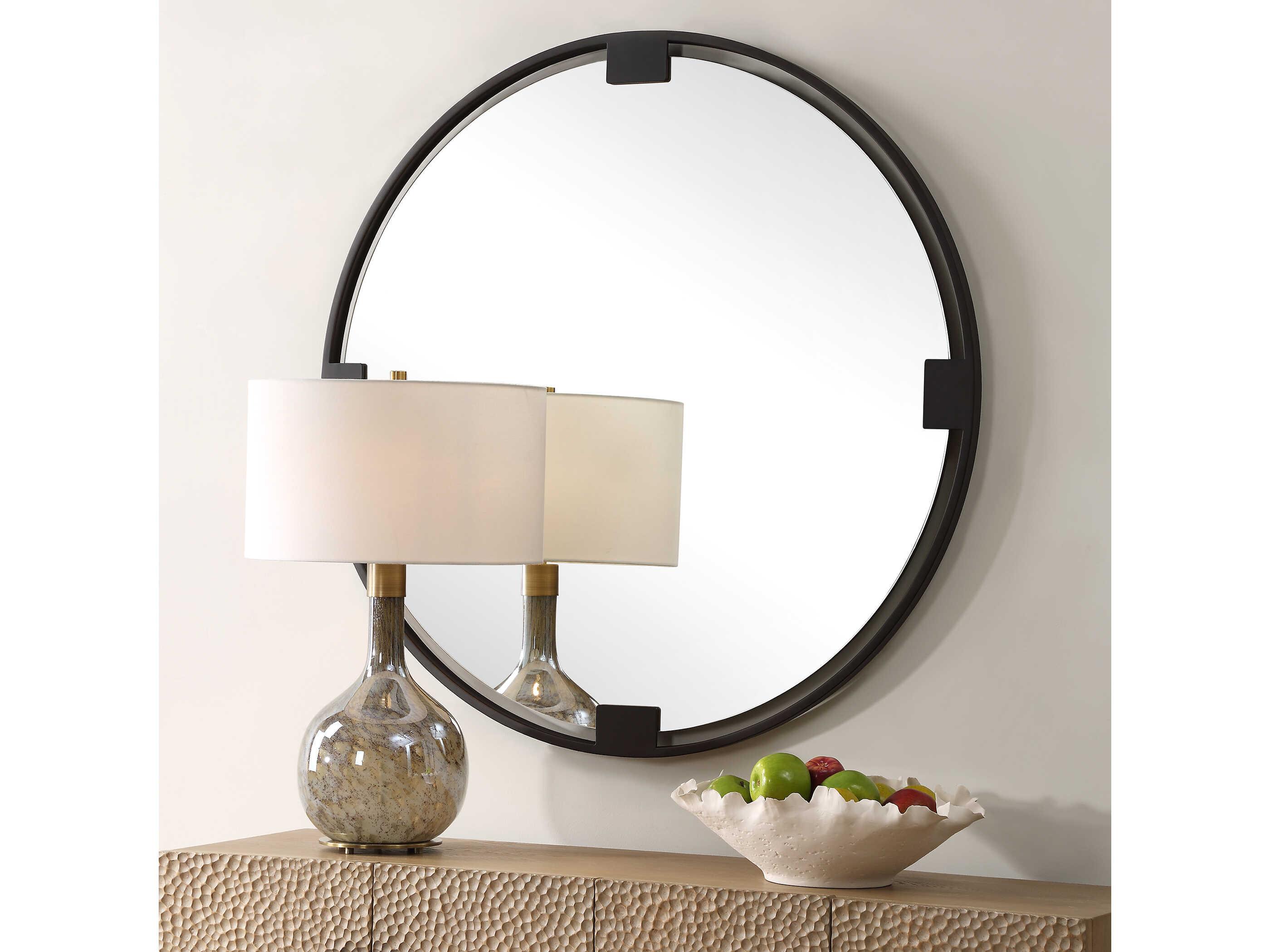 Uttermost Cornelia Dark Bronze Round Wall Mirror
