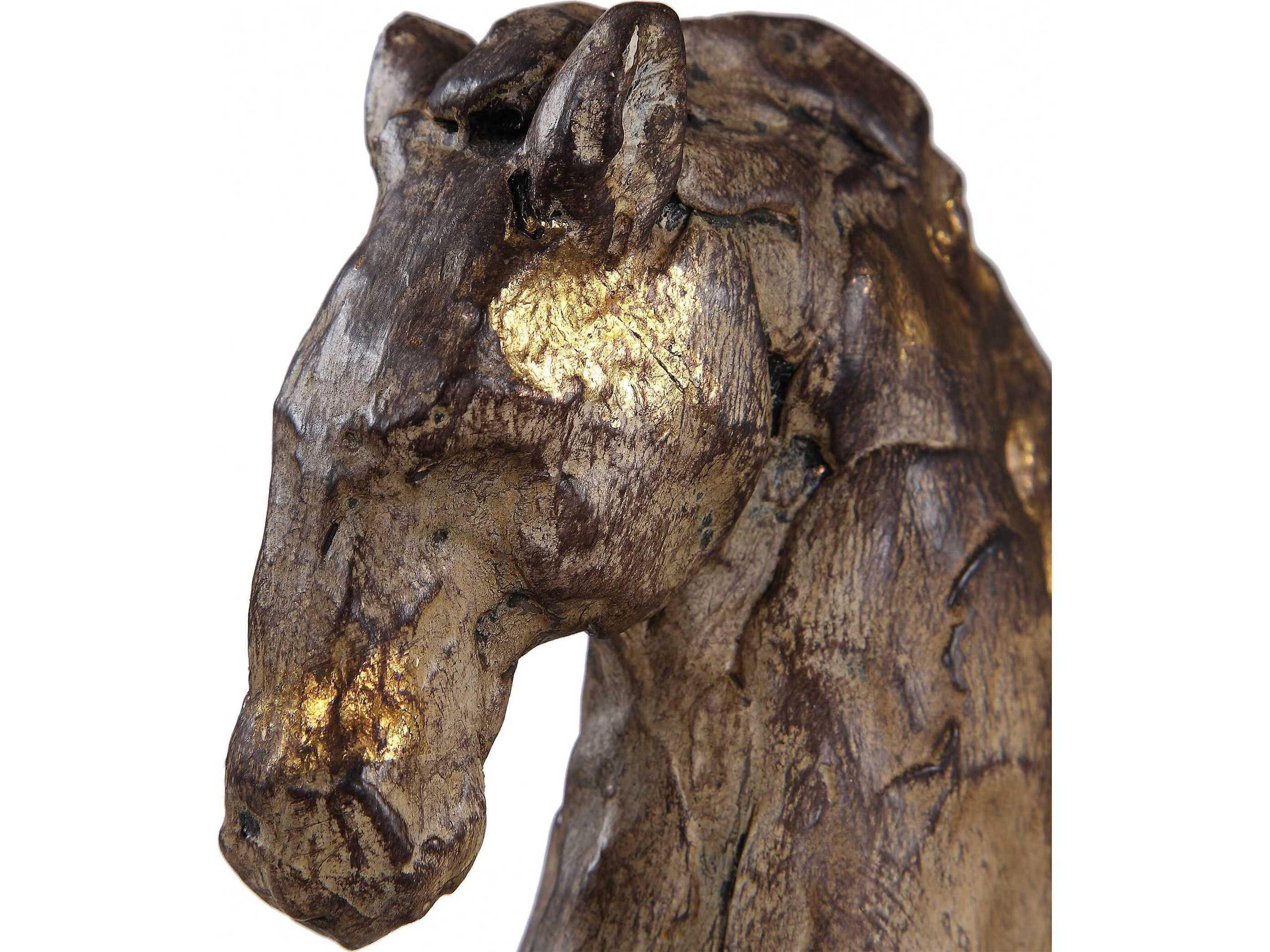 Uttermost Caballo Aged Silver / Accent Gold Black Iron Sculpture