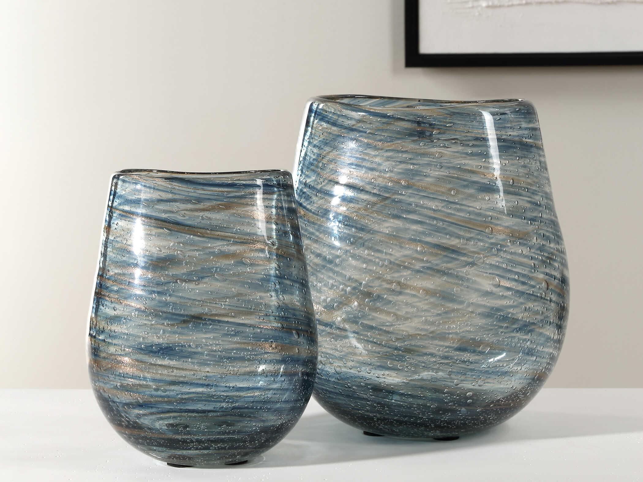 Uttermost Aurora Swirl Glass Vases Set of 2