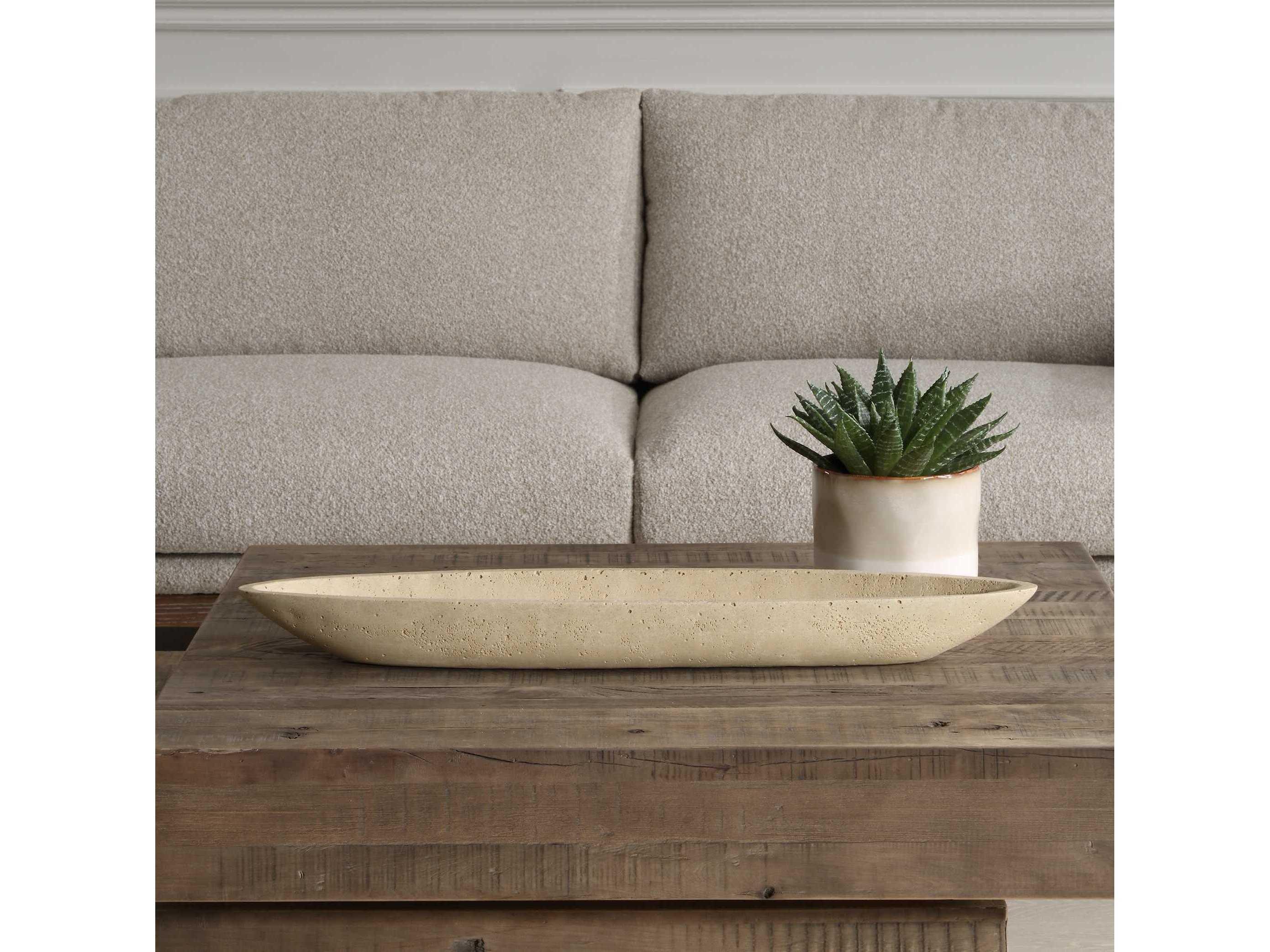 Uttermost Vessel Cast Ivory Canoe Bowl