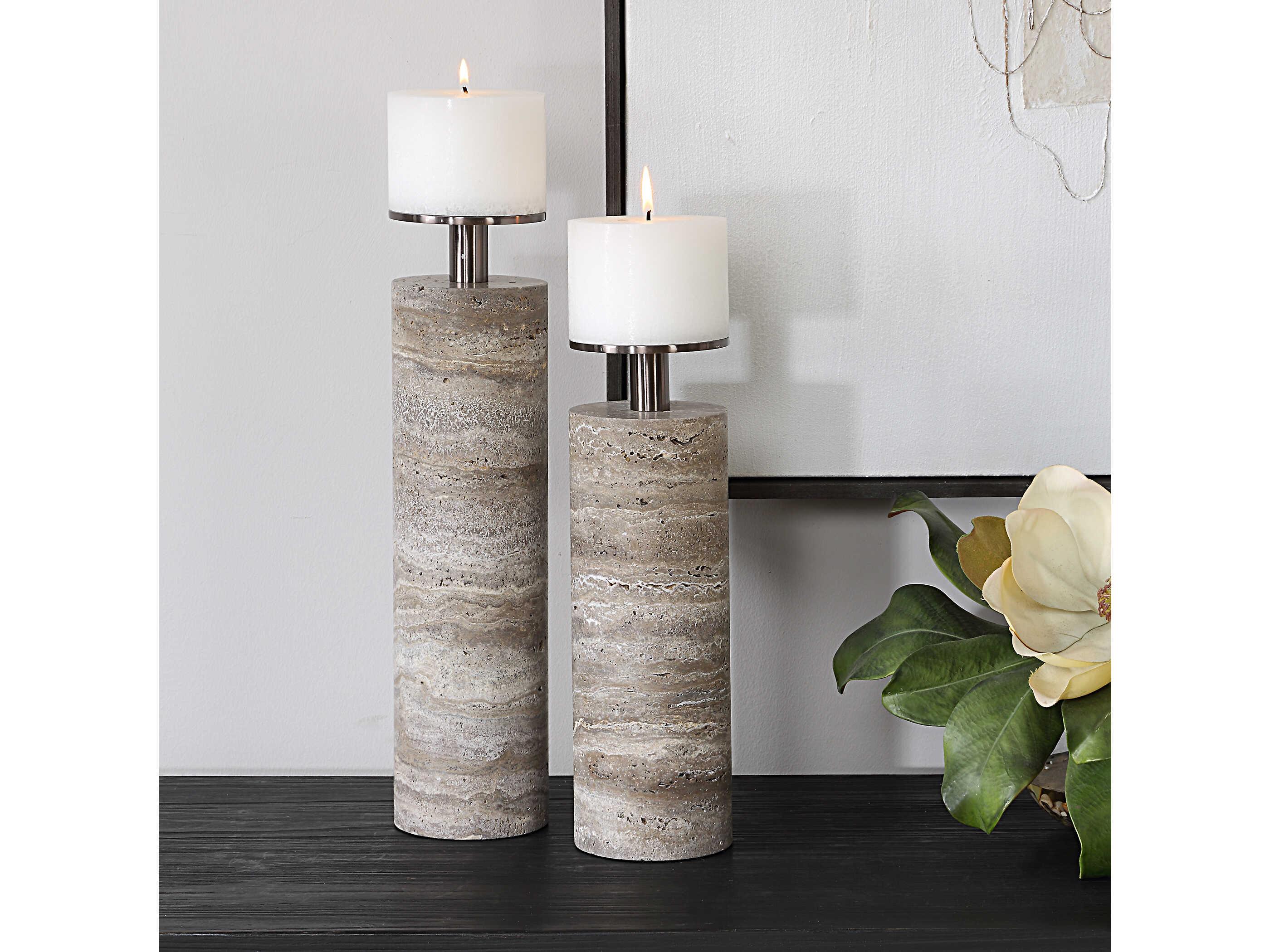 Uttermost Shadowstone Gray Candle Holder (Set of 2)