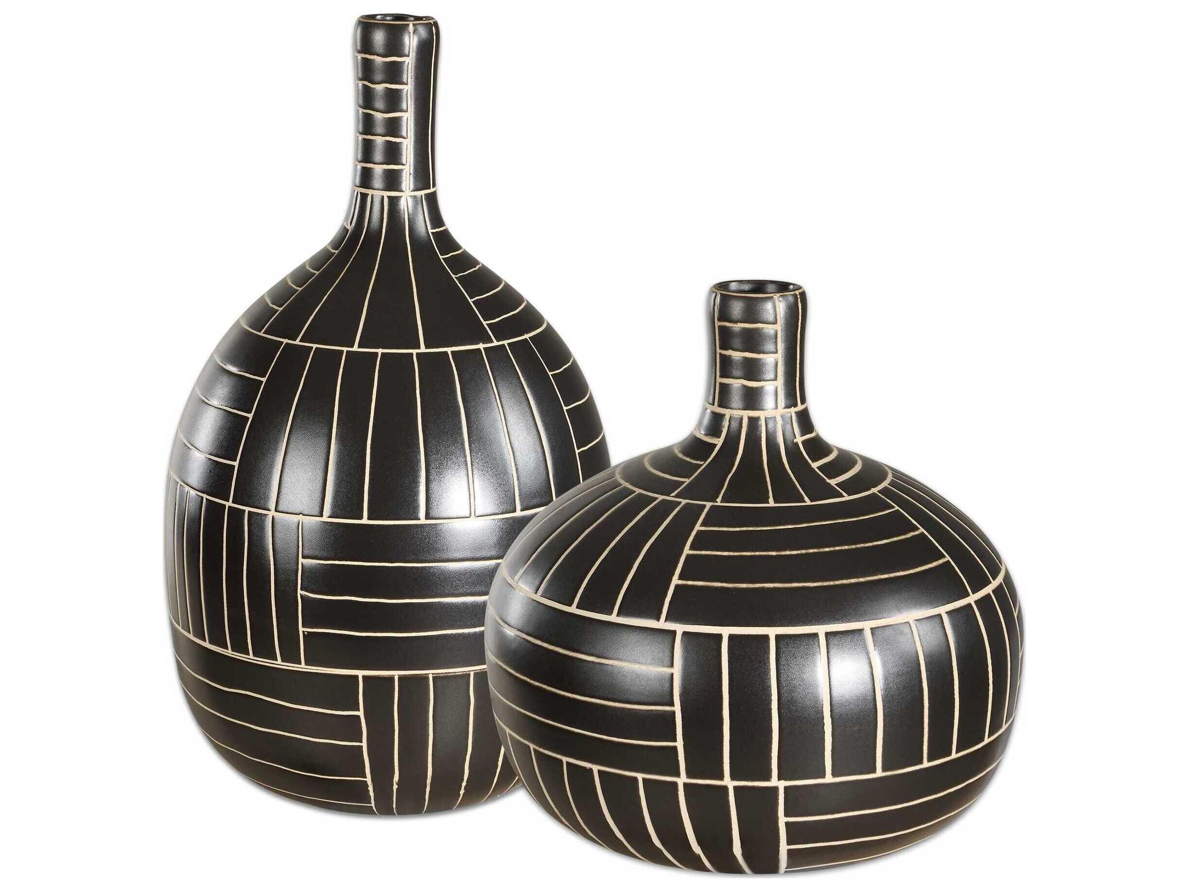Uttermost Graphite Stride Geometric Vases Set of 2