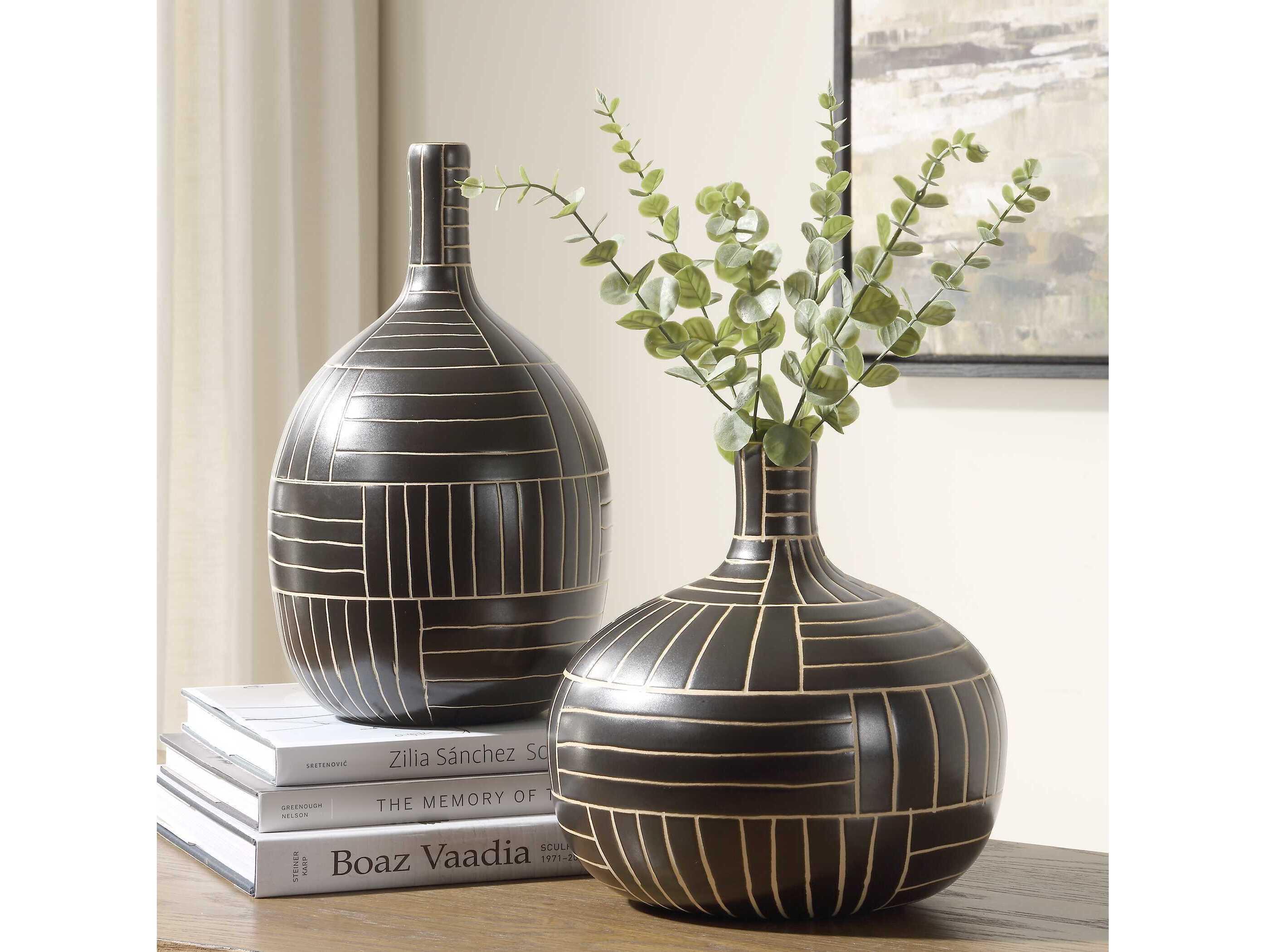 Uttermost Graphite Stride Geometric Vases Set of 2