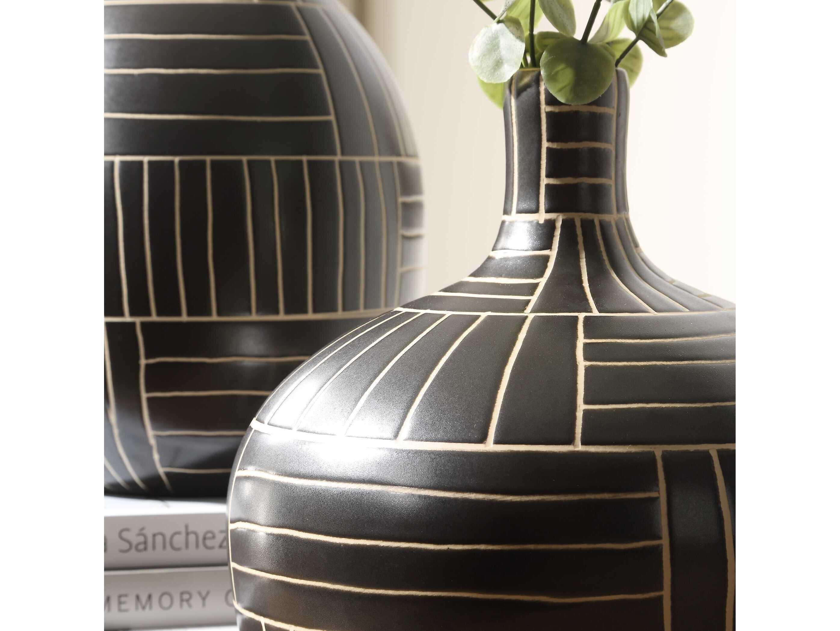 Uttermost Graphite Stride Geometric Vases Set of 2