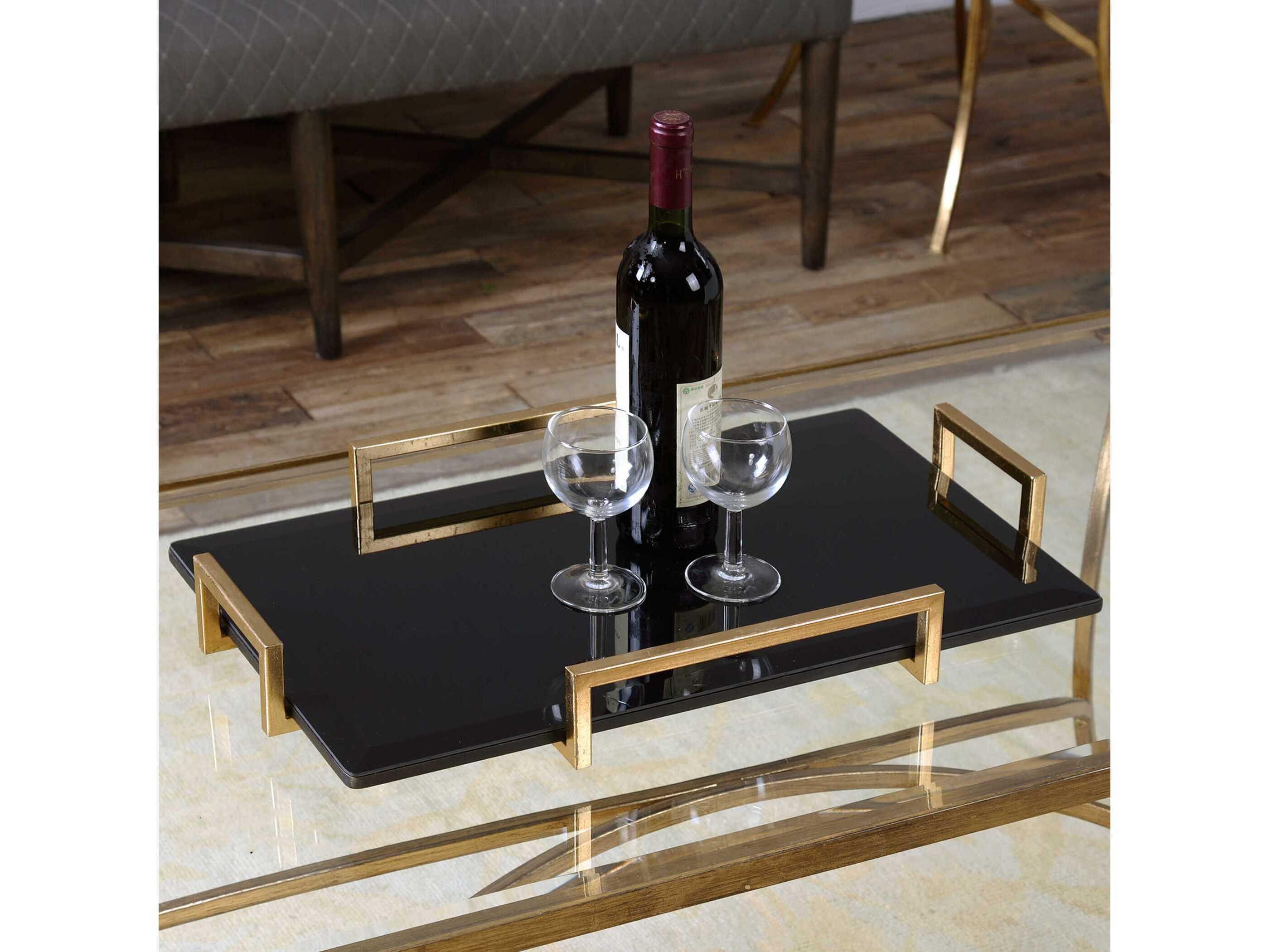 Uttermost Grace Feyock Ettore Black Glass Tray