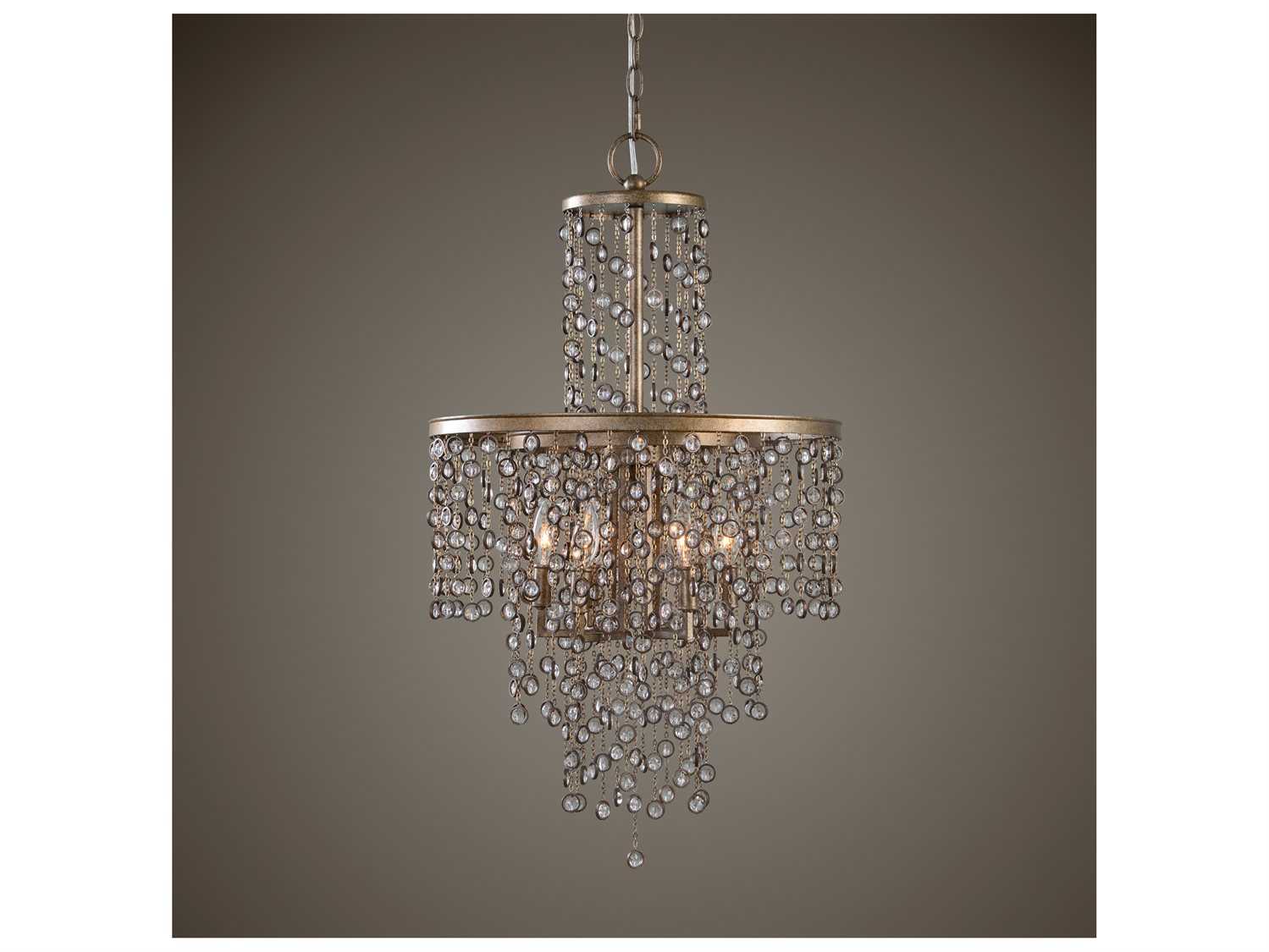 Uttermost 6-Light Silver Swedish Iron Crystal Candelabra Chandelier