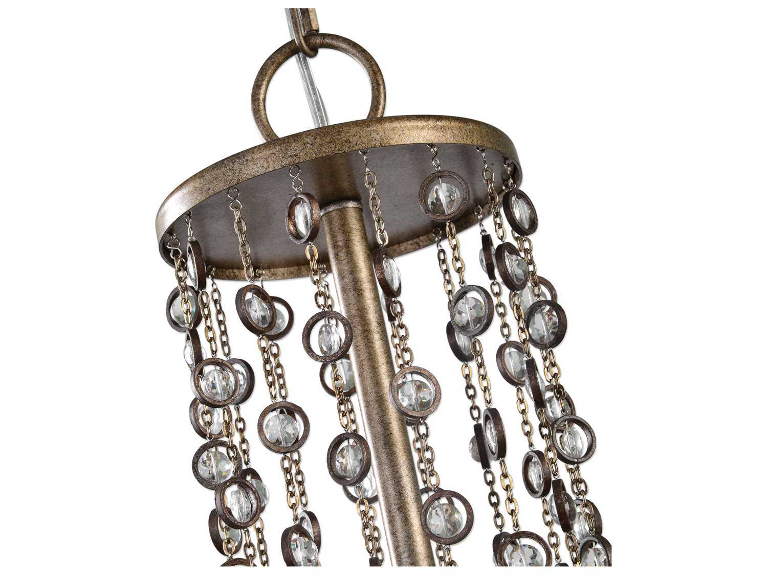 Uttermost 6-Light Silver Swedish Iron Crystal Candelabra Chandelier