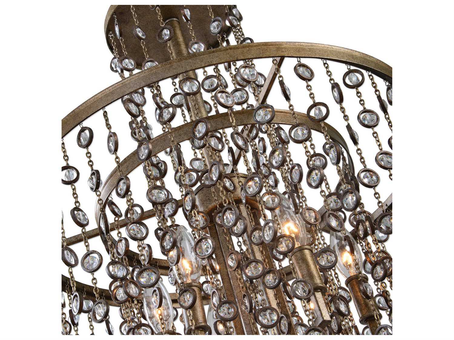 Uttermost 6-Light Silver Swedish Iron Crystal Candelabra Chandelier