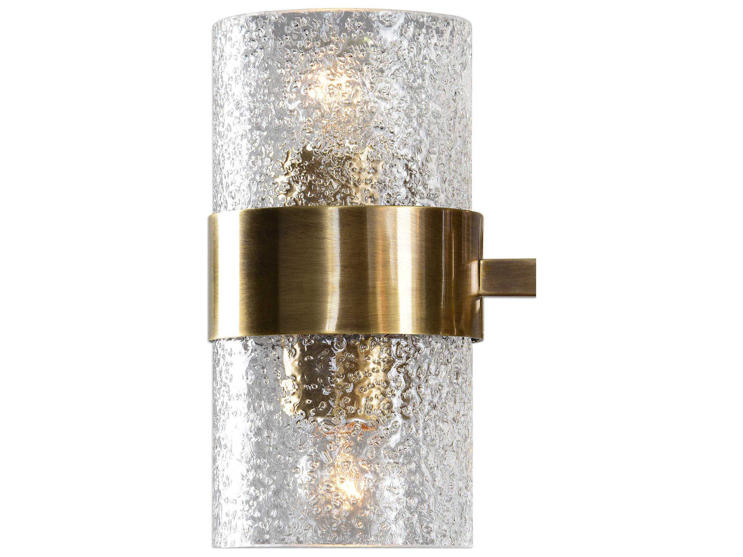 Uttermost Marinot 12-Light Antique Brass Glass Cylinder Chandelier