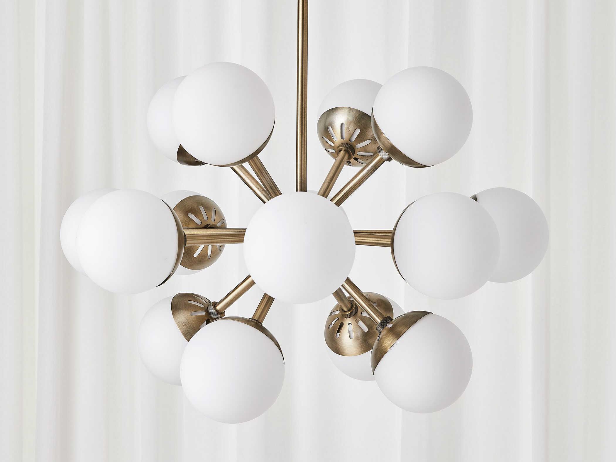 Uttermost 16-Light6-Light Antique Brass Glass Candelabra Sputnik Chandelier