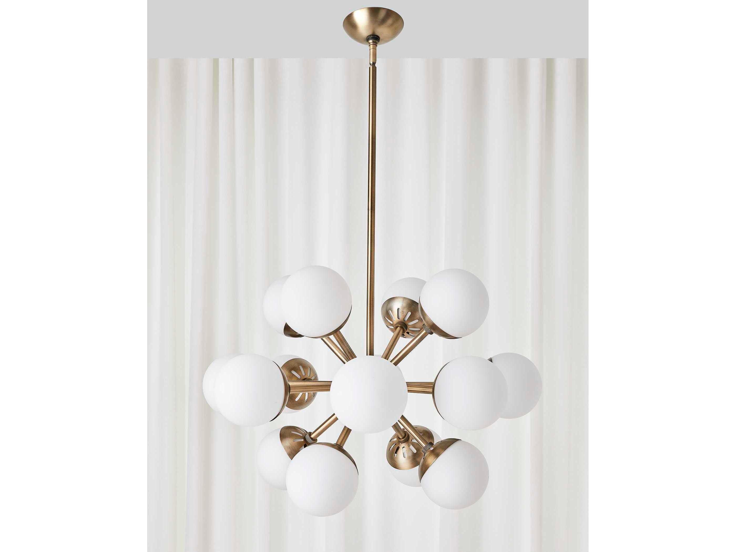 Uttermost 16-Light6-Light Antique Brass Glass Candelabra Sputnik Chandelier