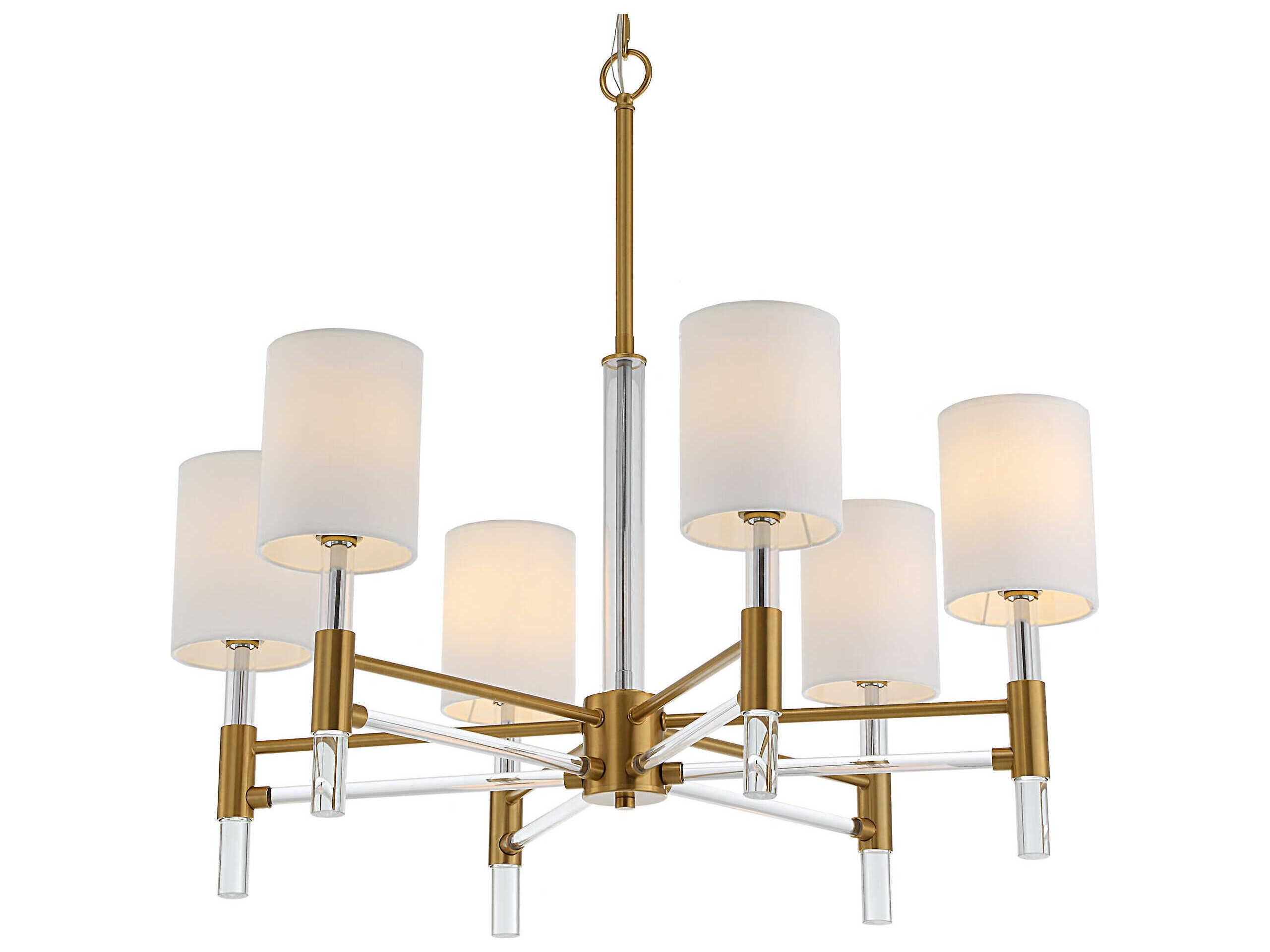 Uttermost Welkin 6-Light Warm Brass Cylinder Chandelier