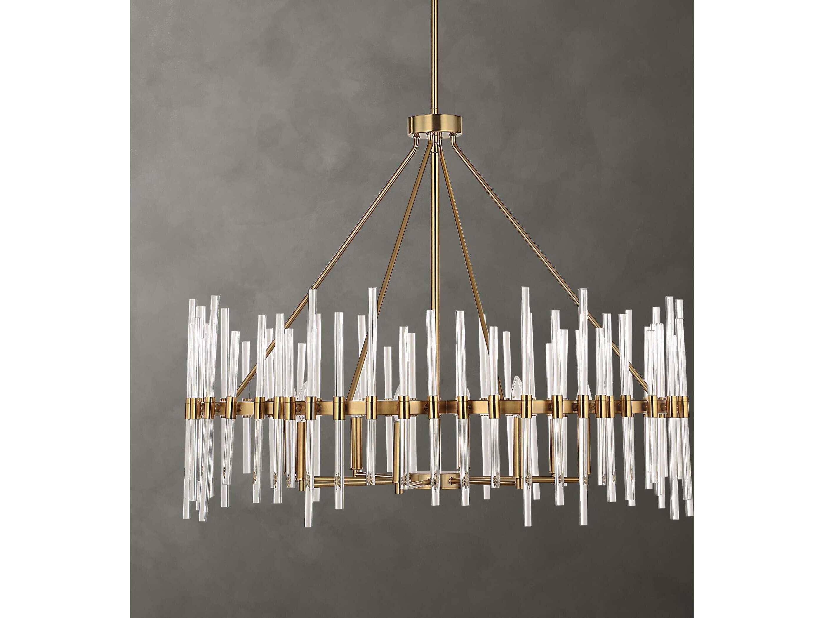 Uttermost Crystal Stick 8-Light Warm Brass Chandelier
