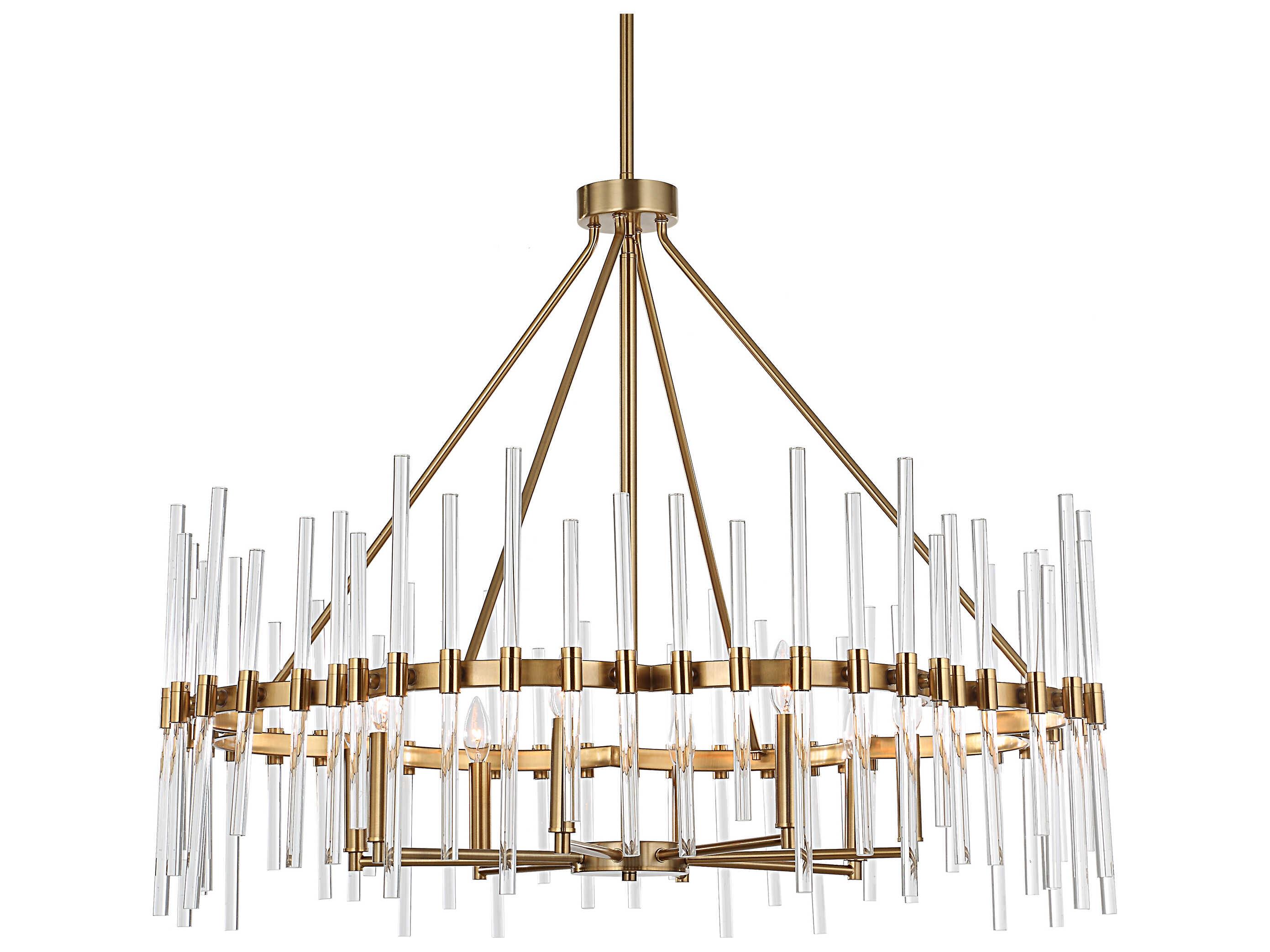 Uttermost Crystal Stick 8-Light Warm Brass Chandelier