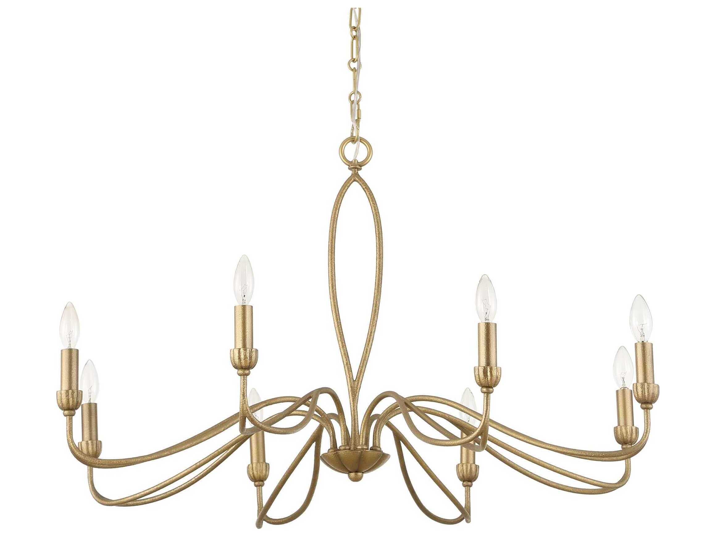 Uttermost Corella 8-Light Textured Soft Gold Candelabra Chandelier
