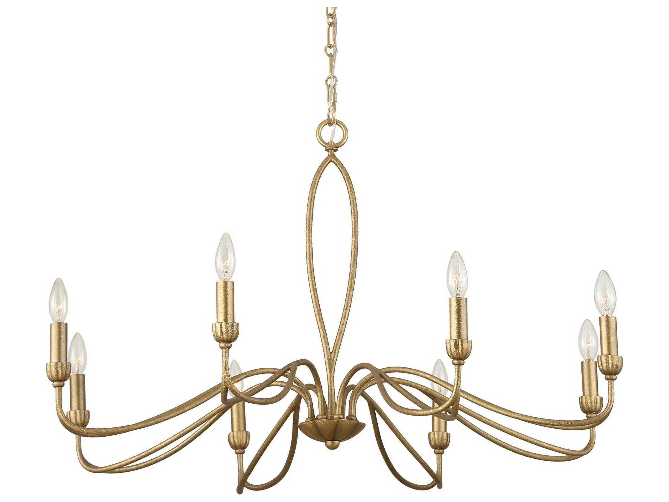 Uttermost Corella 8-Light Textured Soft Gold Candelabra Chandelier