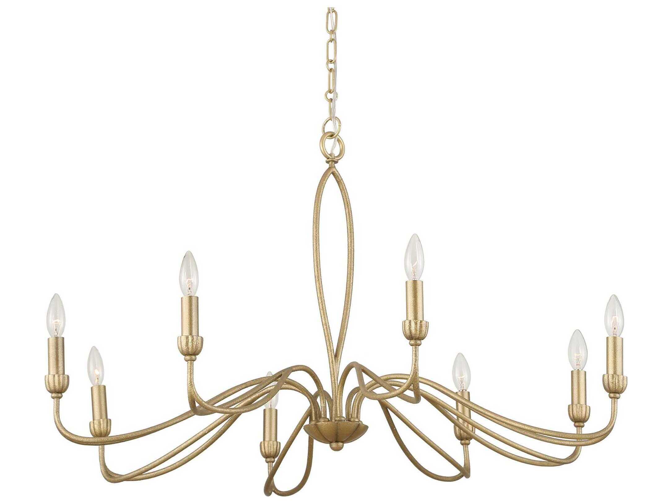 Uttermost Corella 8-Light Textured Soft Gold Candelabra Chandelier