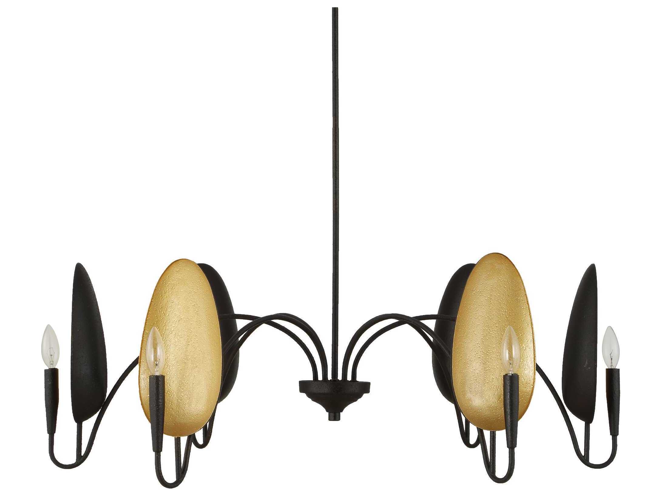 Uttermost Warwick 6-Light Black Gold Textured Chandelier