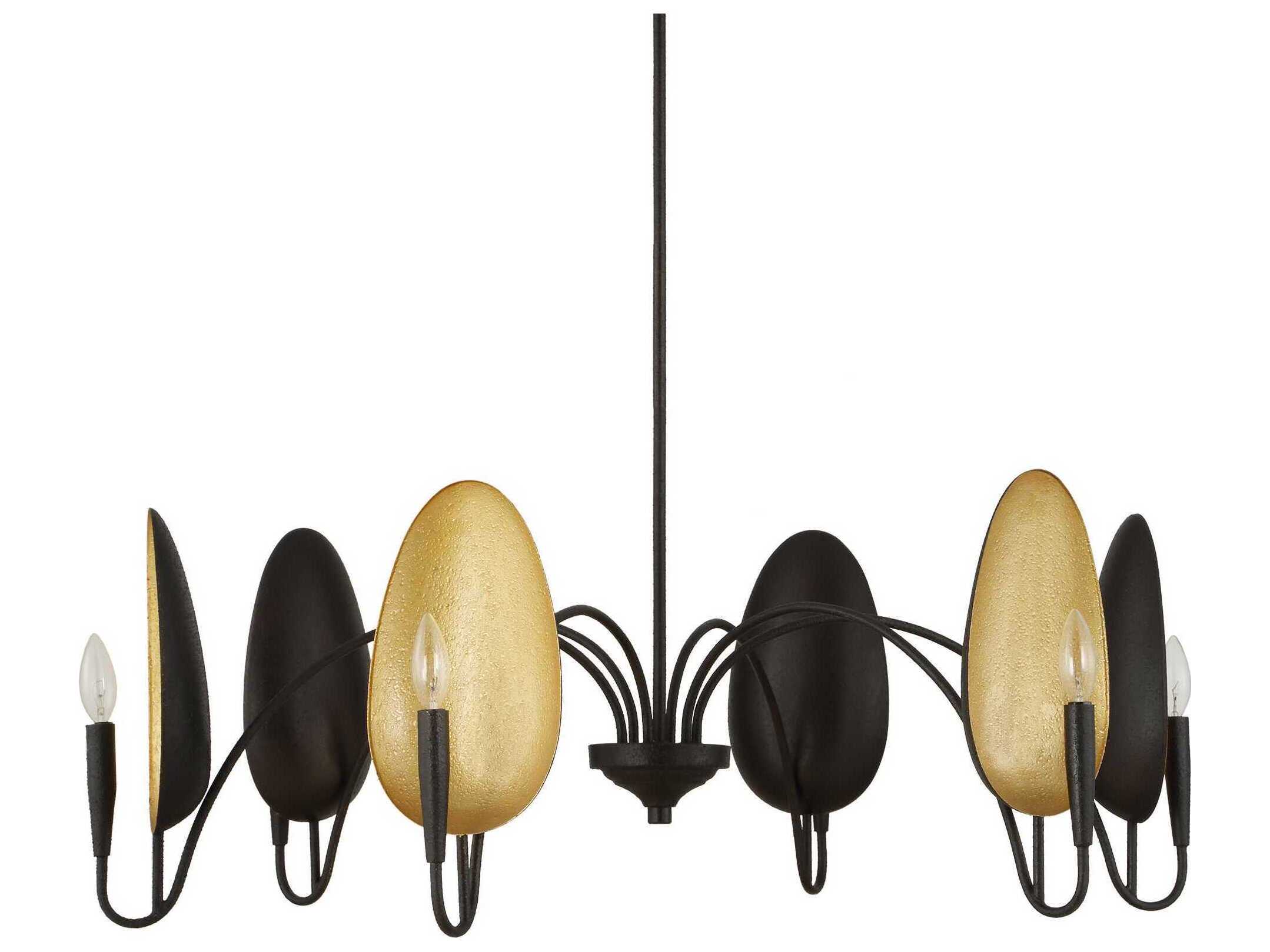 Uttermost Warwick 6-Light Black Gold Textured Chandelier