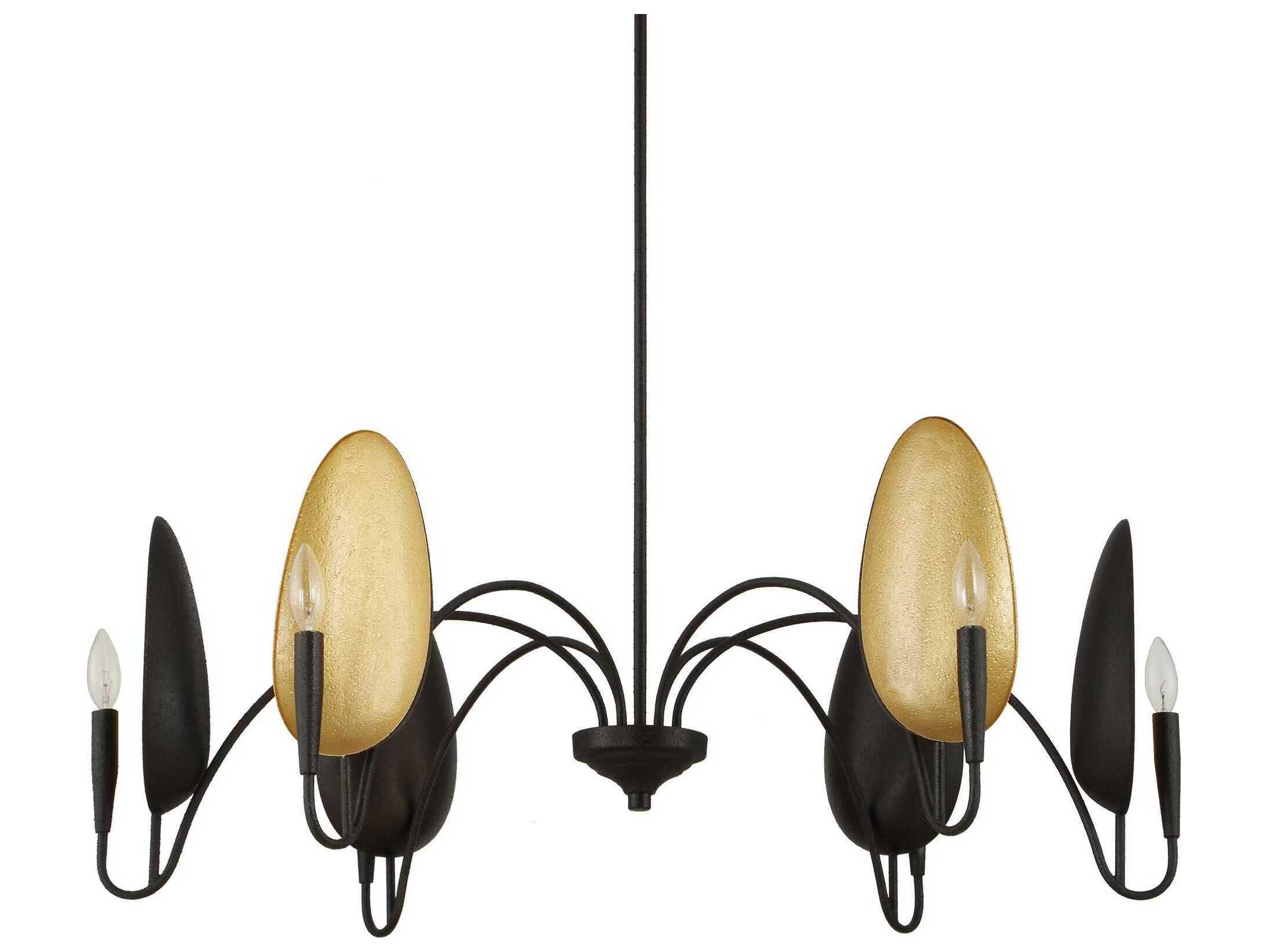 Uttermost Warwick 6-Light Black Gold Textured Chandelier