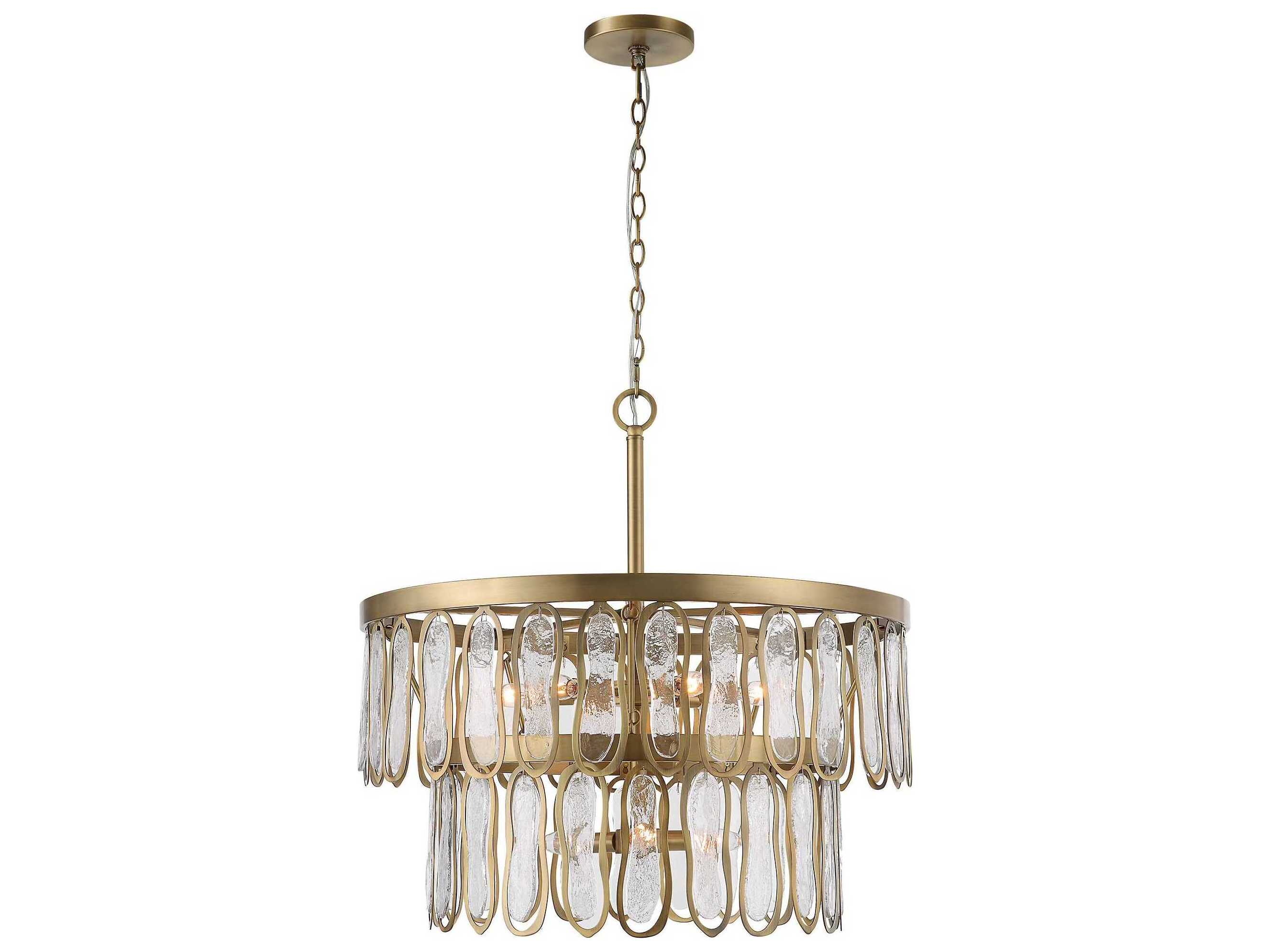 Uttermost Aurelie 9-Light Antique Brass Glass Tiered Pendant