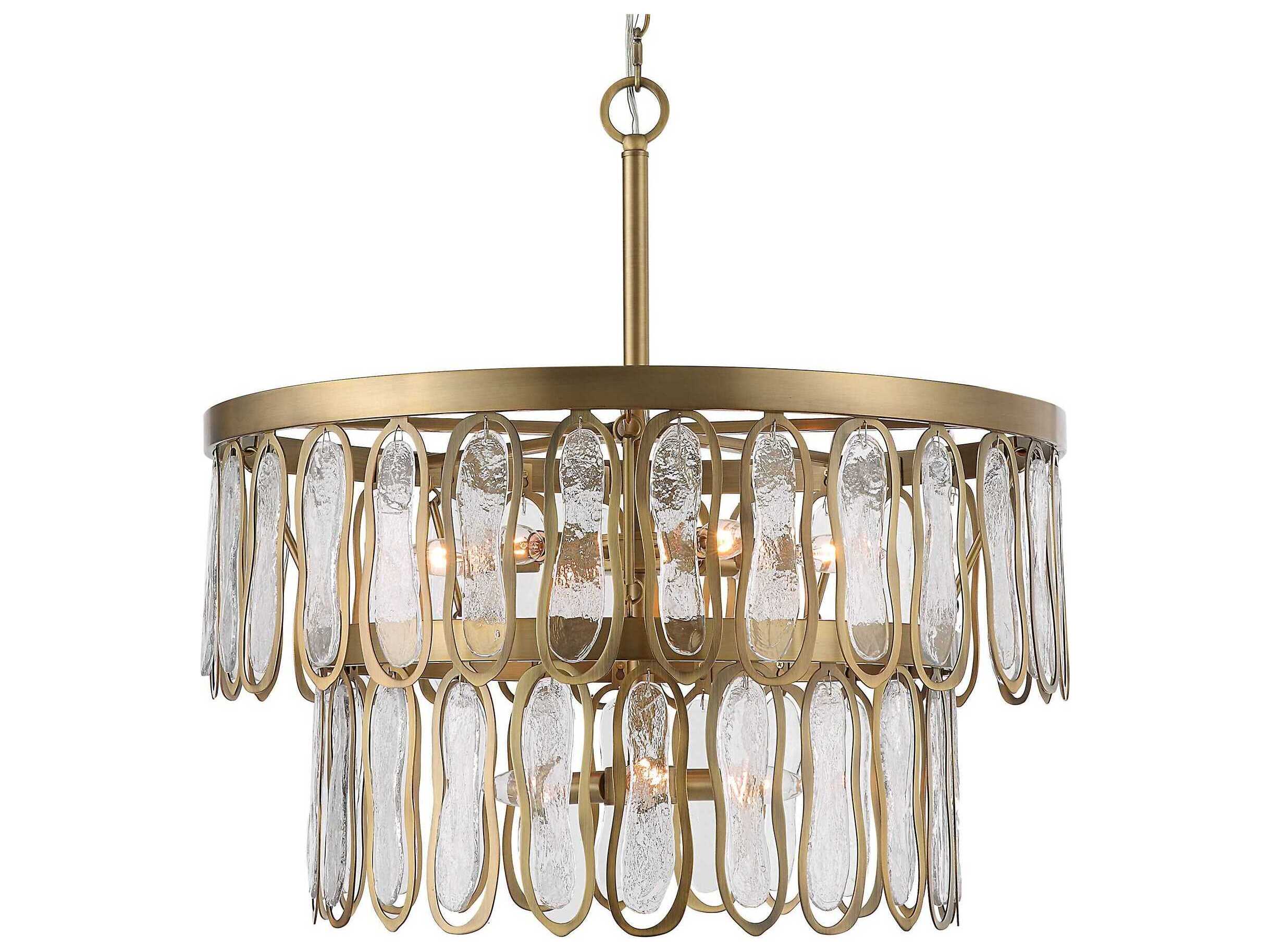 Uttermost Aurelie 9-Light Antique Brass Glass Tiered Pendant
