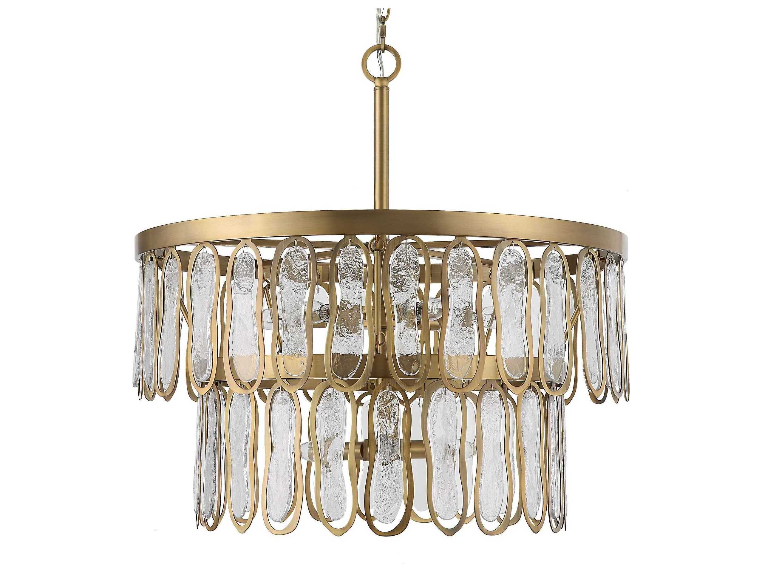 Uttermost Aurelie 9-Light Antique Brass Glass Tiered Pendant