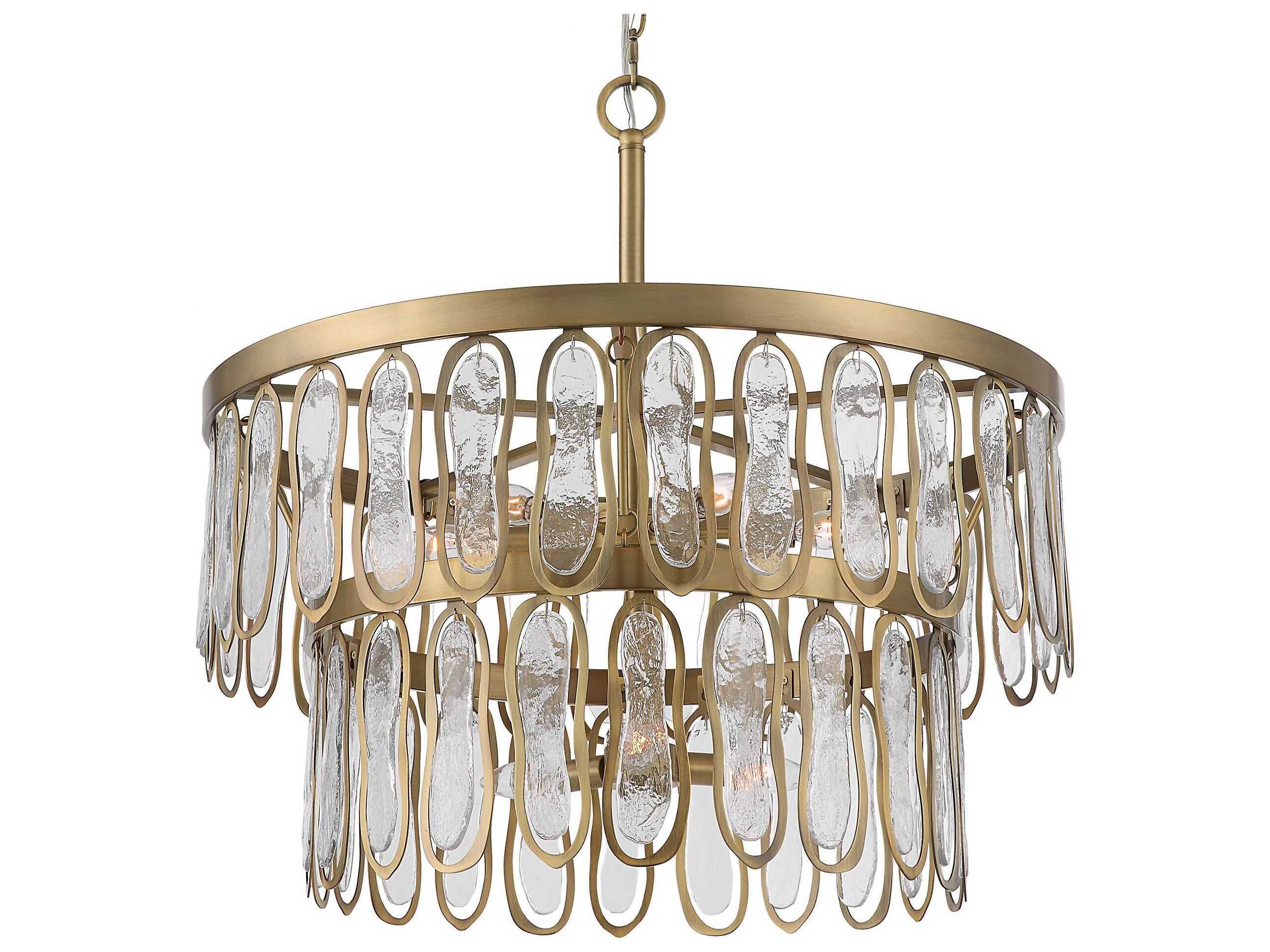 Uttermost Aurelie 9-Light Antique Brass Glass Tiered Pendant