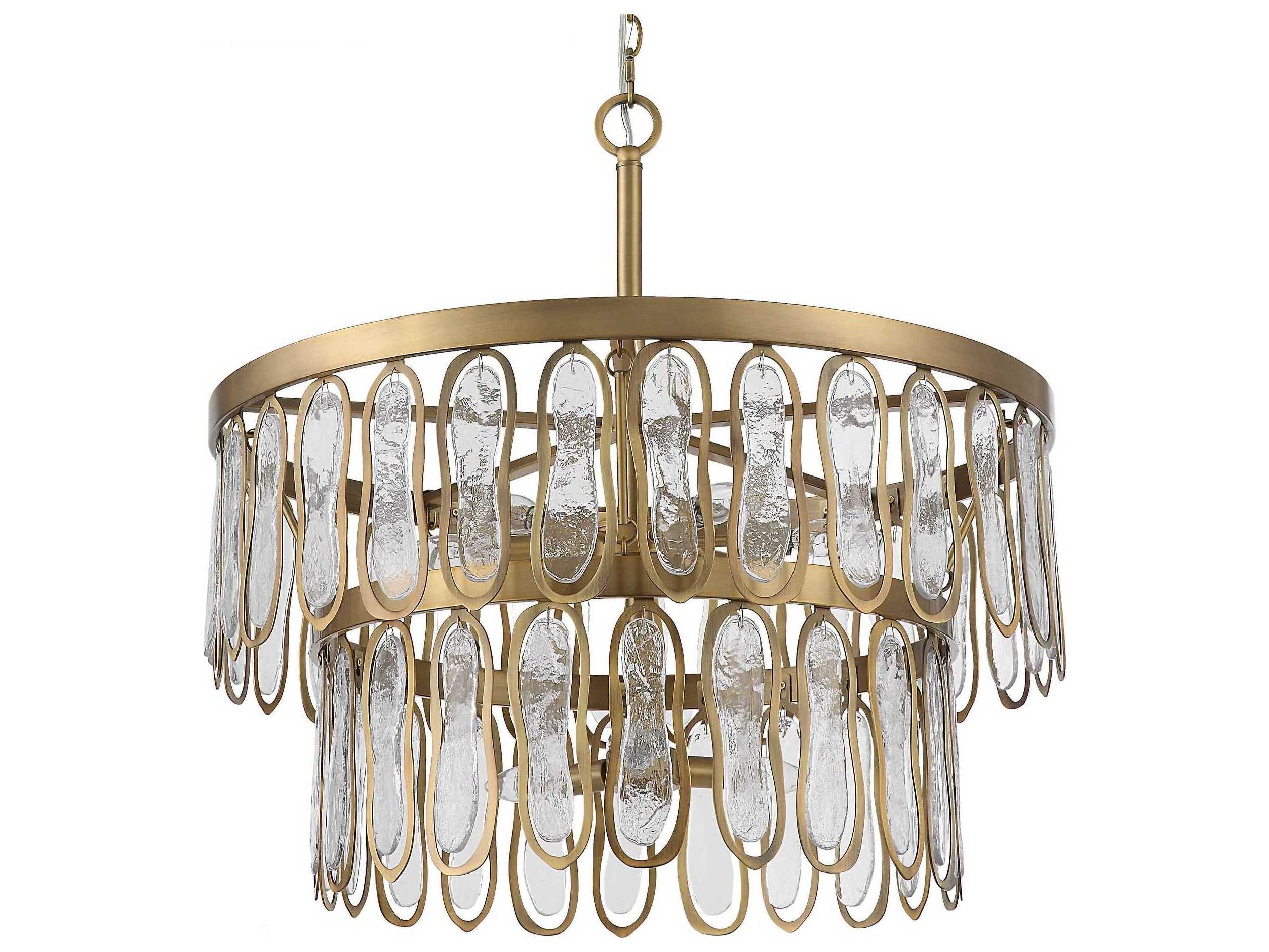 Uttermost Aurelie 9-Light Antique Brass Glass Tiered Pendant