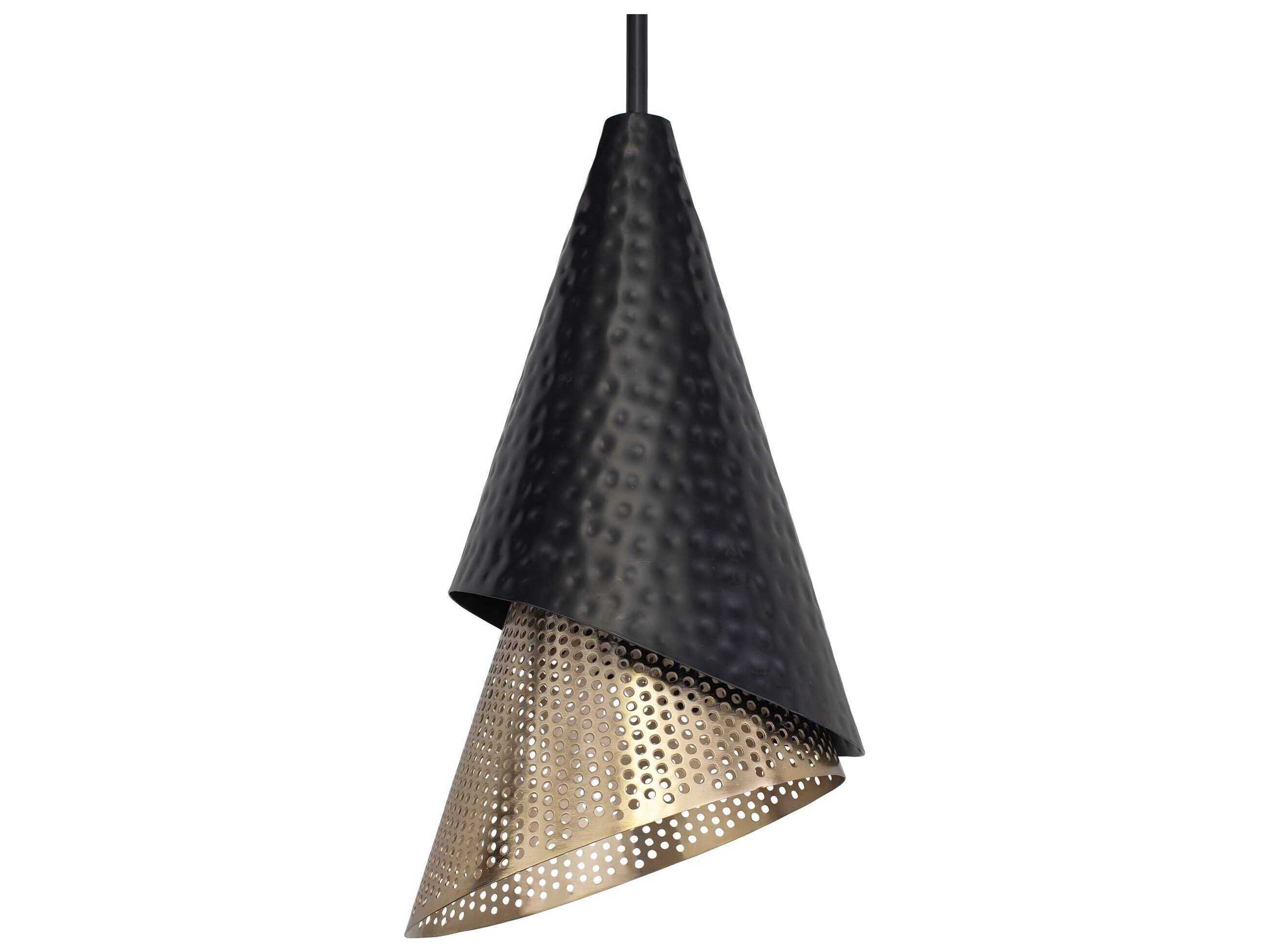 Uttermost Apollo 1-Light Matte Black Gold Mini Pendant