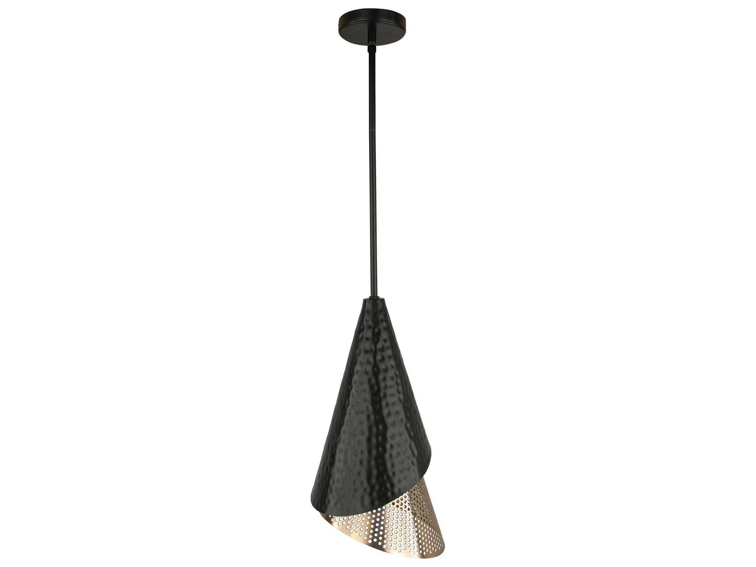Uttermost Apollo 1-Light Matte Black Gold Mini Pendant