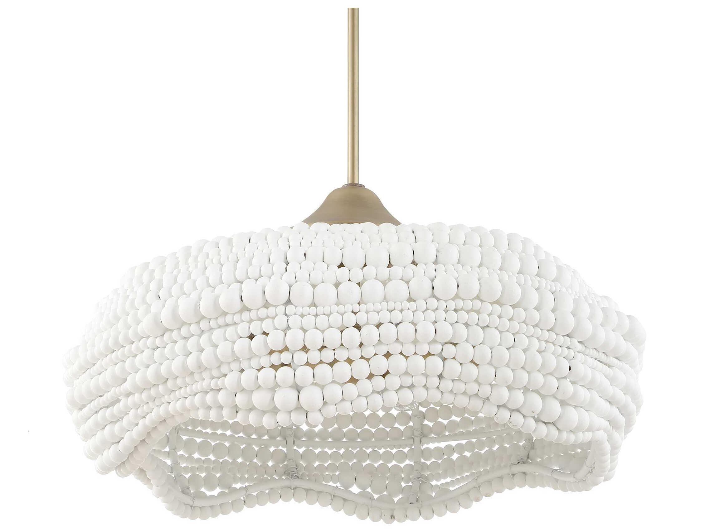 Uttermost Biddeford 5-Light Brushed Matte Gold White Dome Pendant