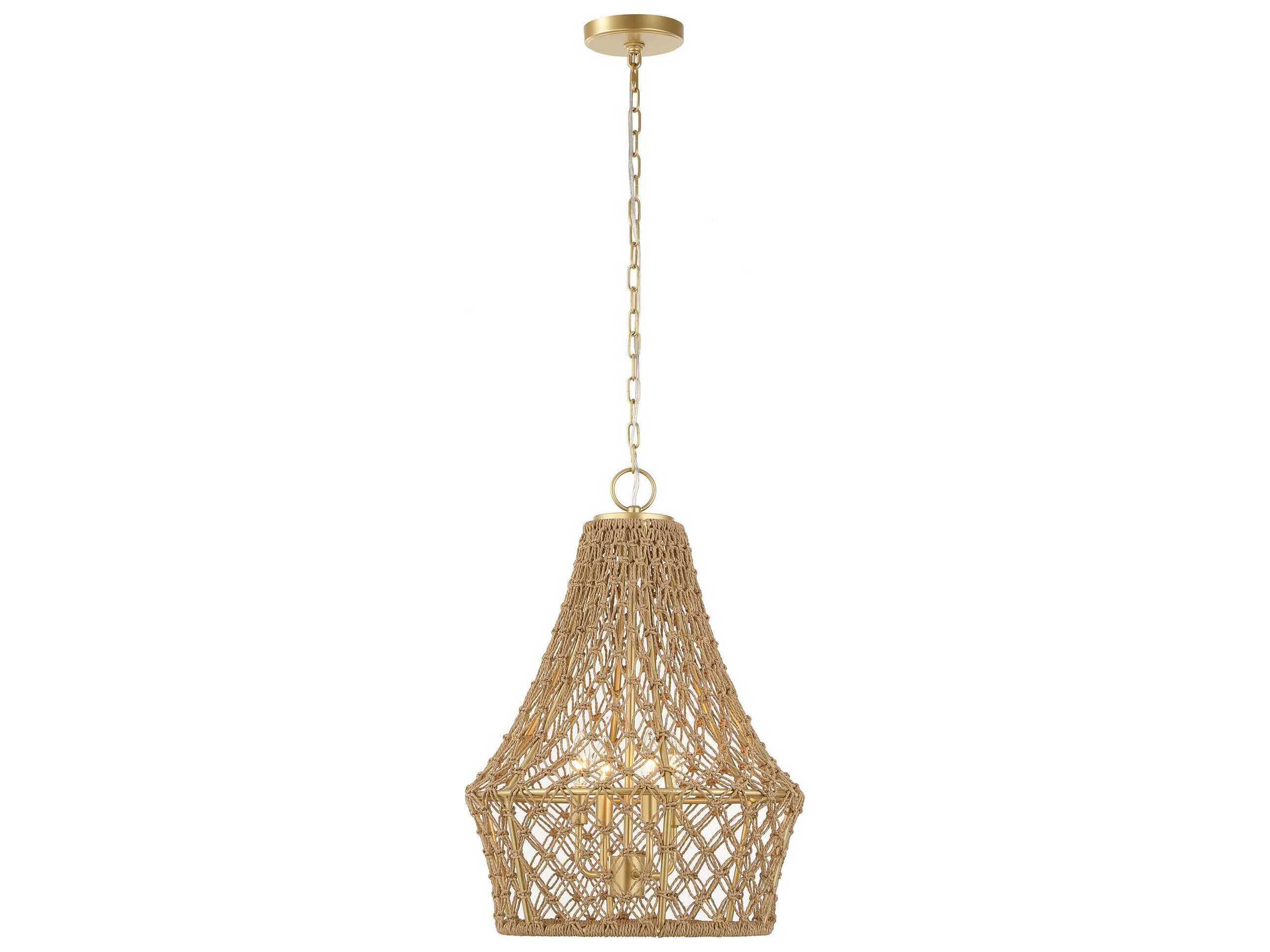 Uttermost Macrame 4-Light Brushed Gold Pendant