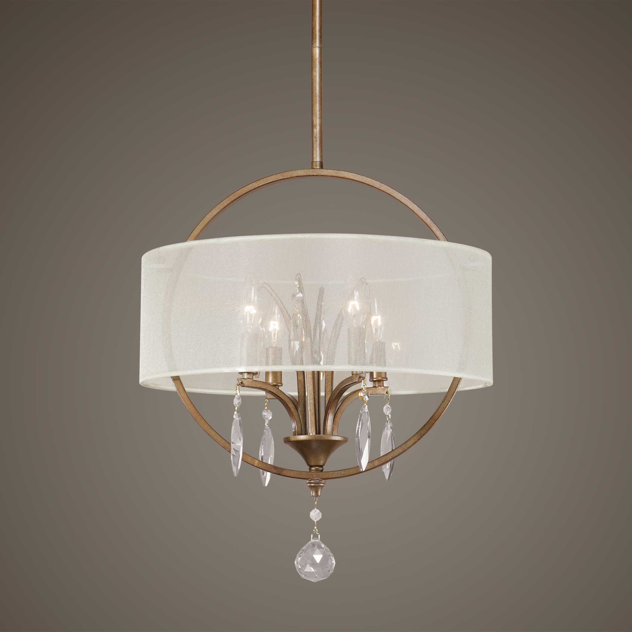 Uttermost Alenya 4-Light Burnished Gold Crystal Drum Pendant
