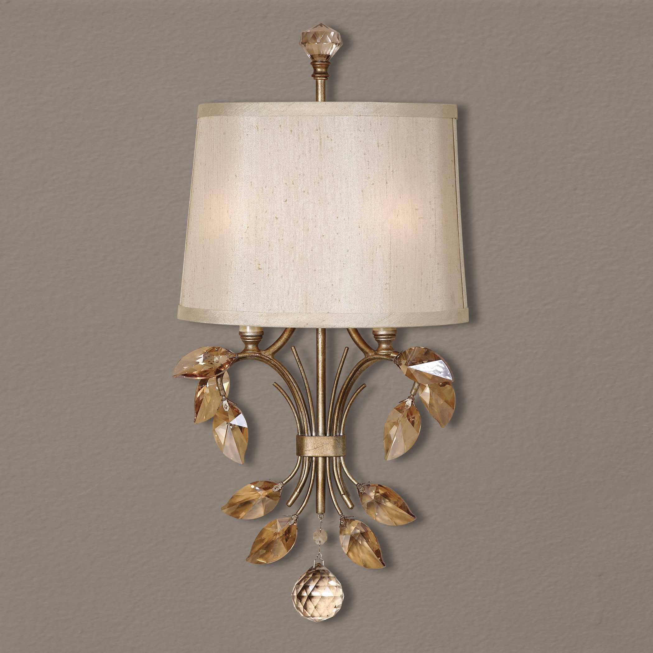 Uttermost Alenya 2-Light Burnished Gold Crystal Wall Sconce