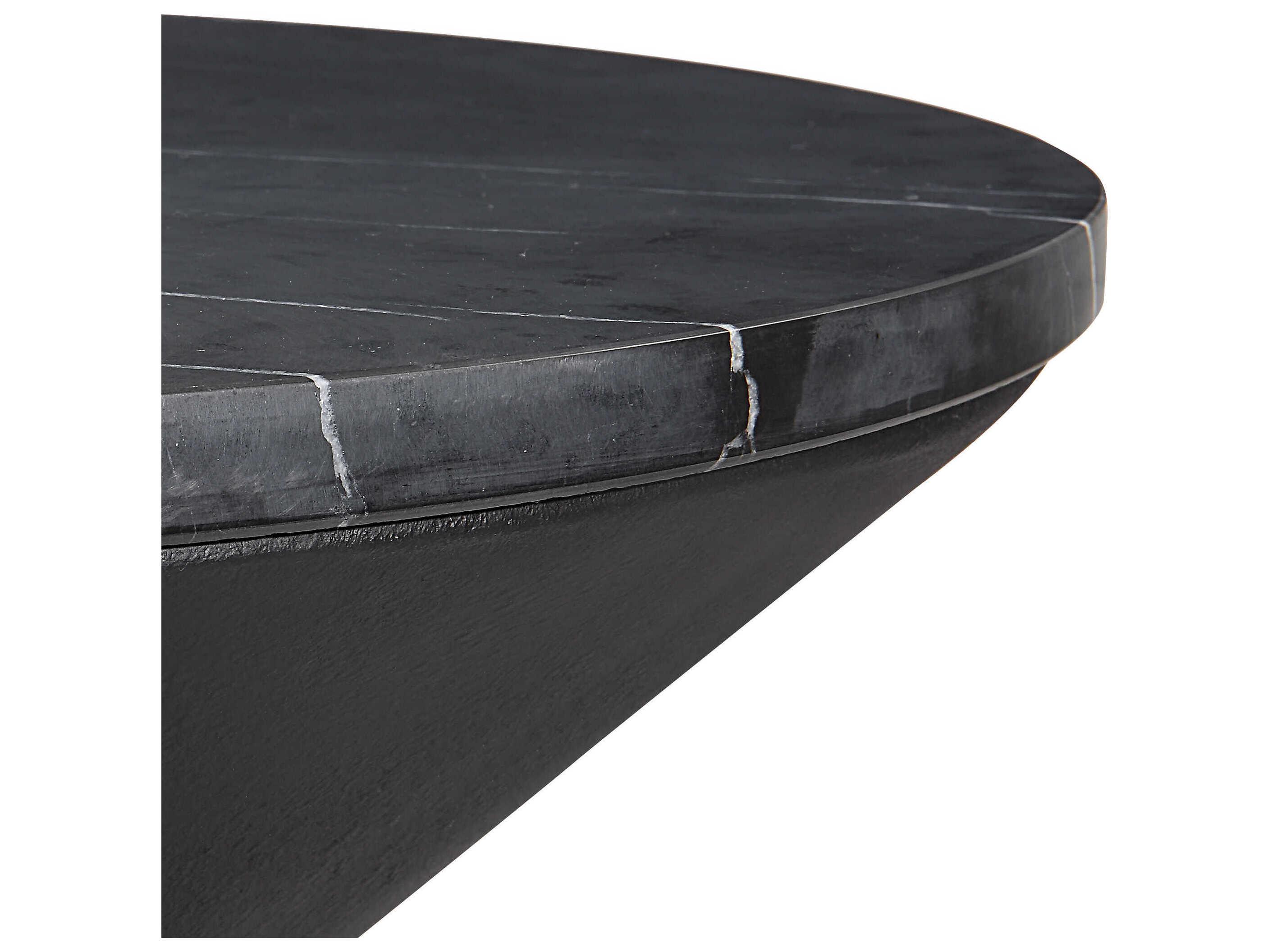 Uttermost Time's Up Round Marble Textured Matte Black End Table