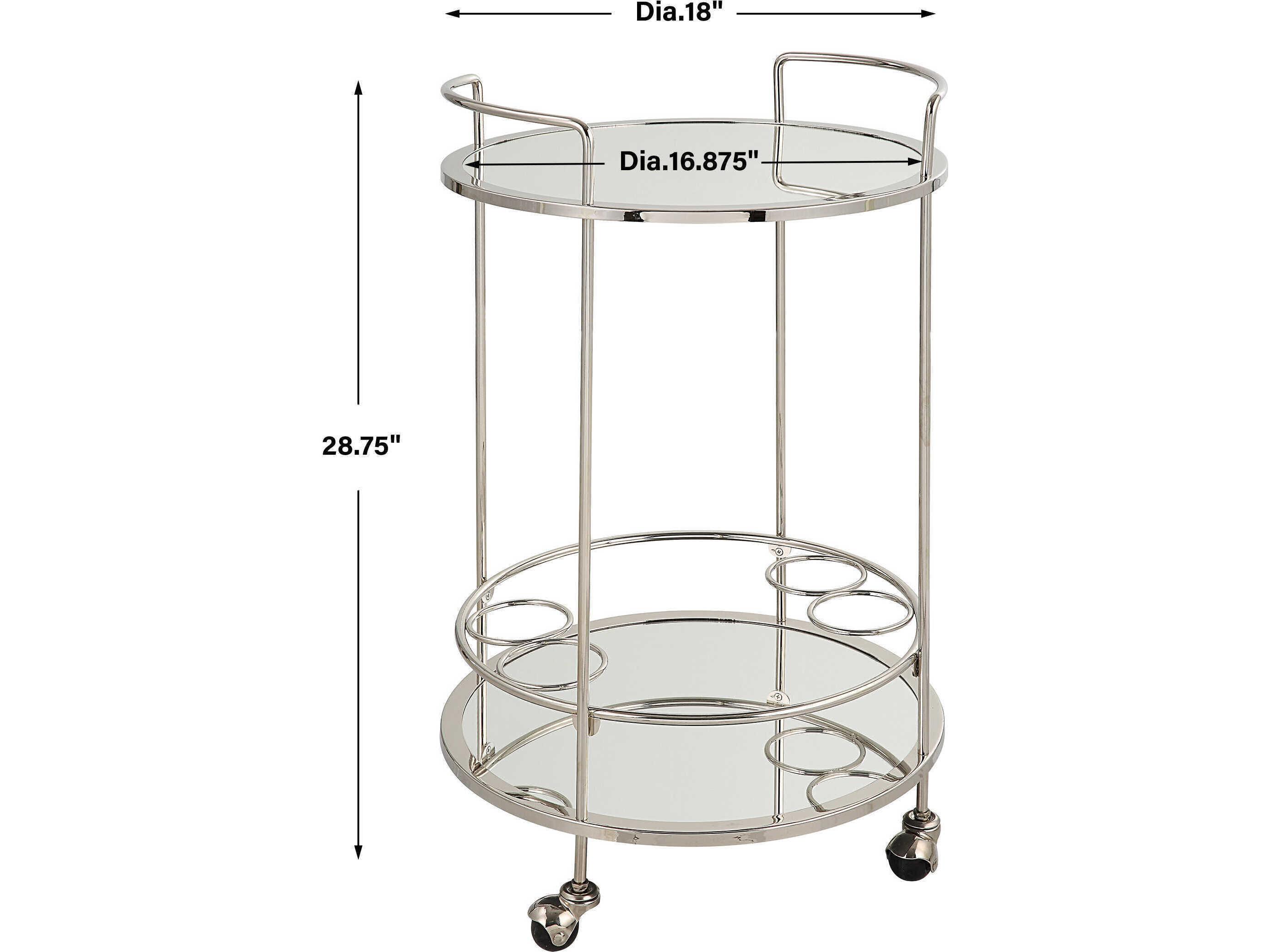 Uttermost Glass Silver Polished Chrome Bar Cart