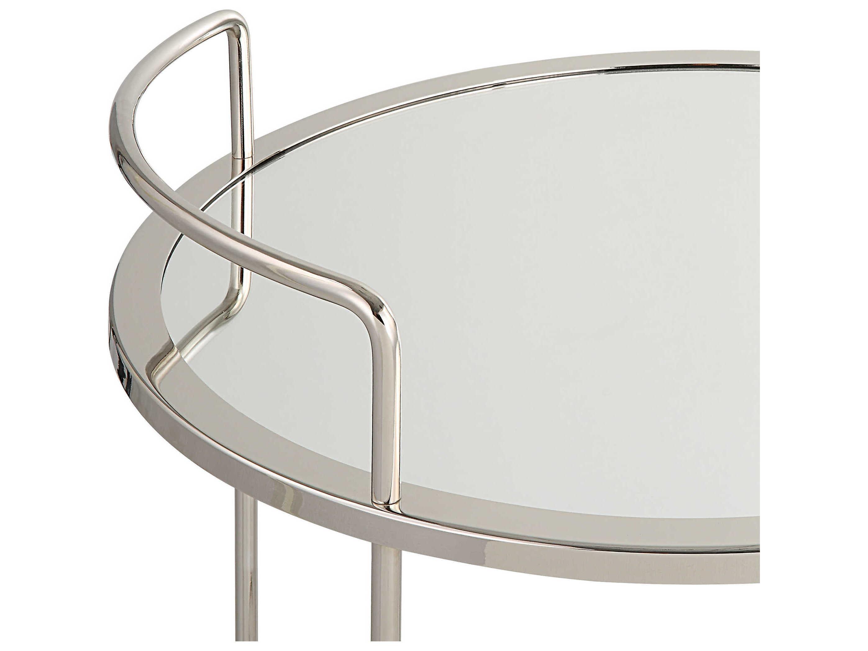 Uttermost Glass Silver Polished Chrome Bar Cart