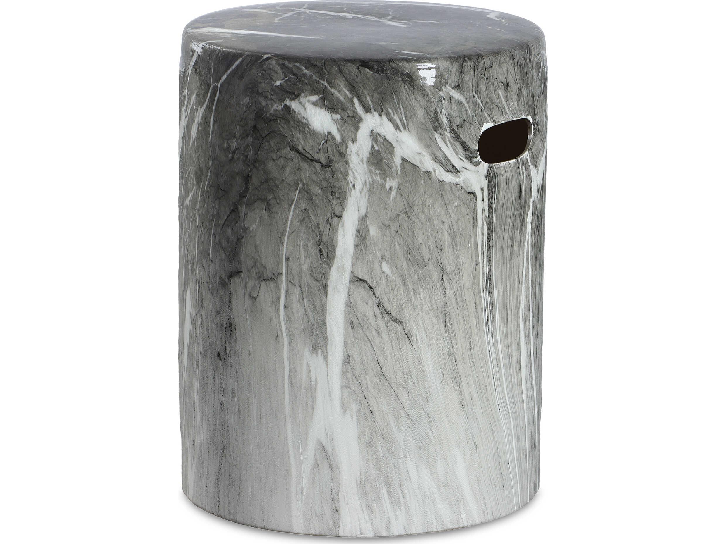 Uttermost Marvel Round Ceramic Black White End Table