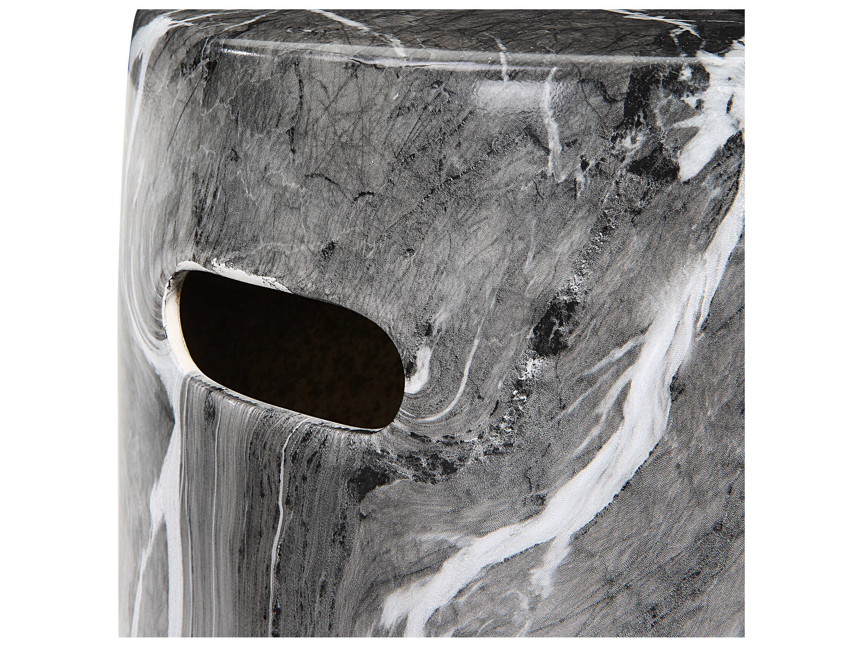 Uttermost Marvel Round Ceramic Black White End Table