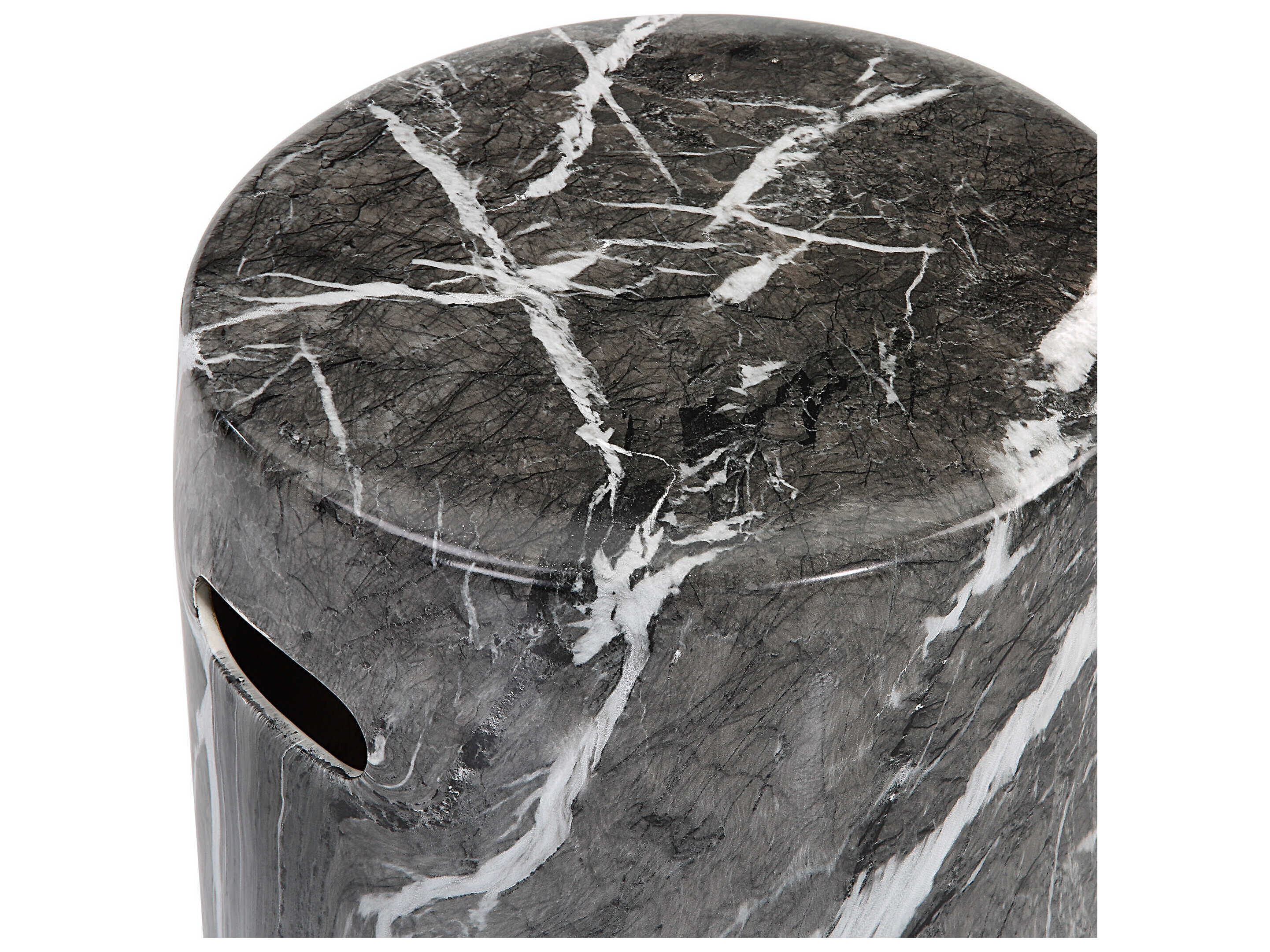 Uttermost Marvel Round Ceramic Black White End Table