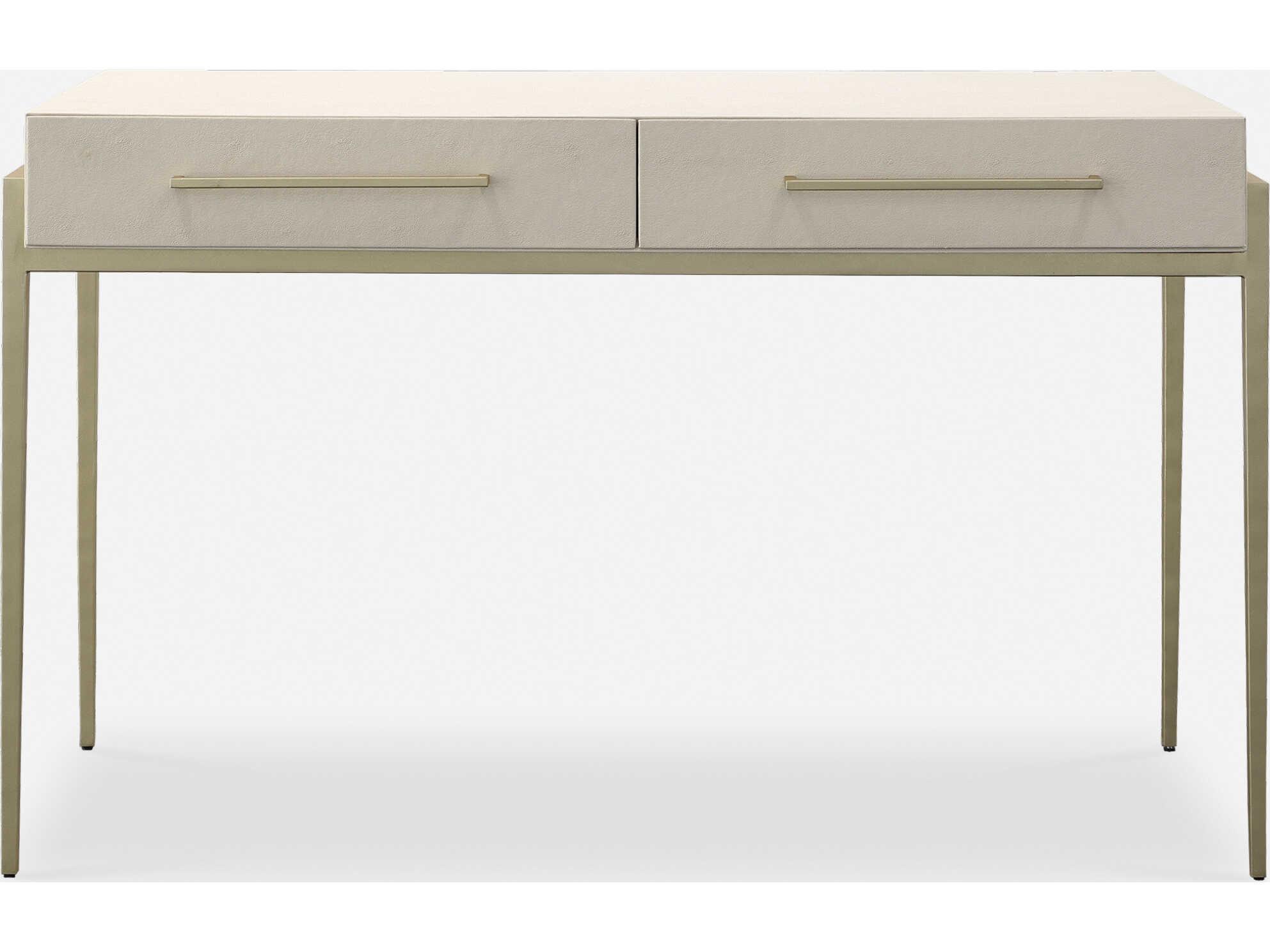 Uttermost Jewel White Faux Shagreen Gold Leaf Secretary Desk