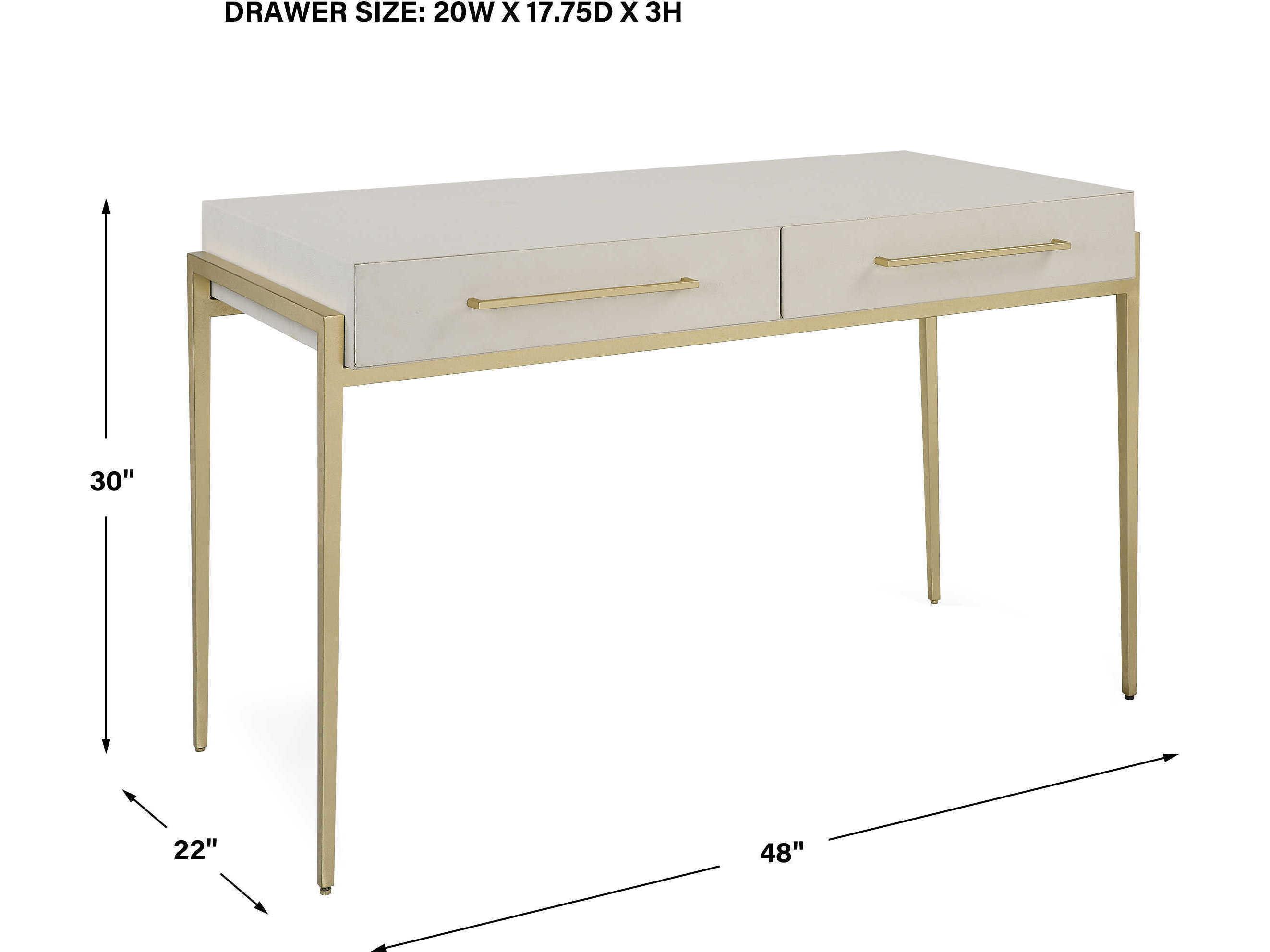 Uttermost Jewel White Faux Shagreen Gold Leaf Secretary Desk