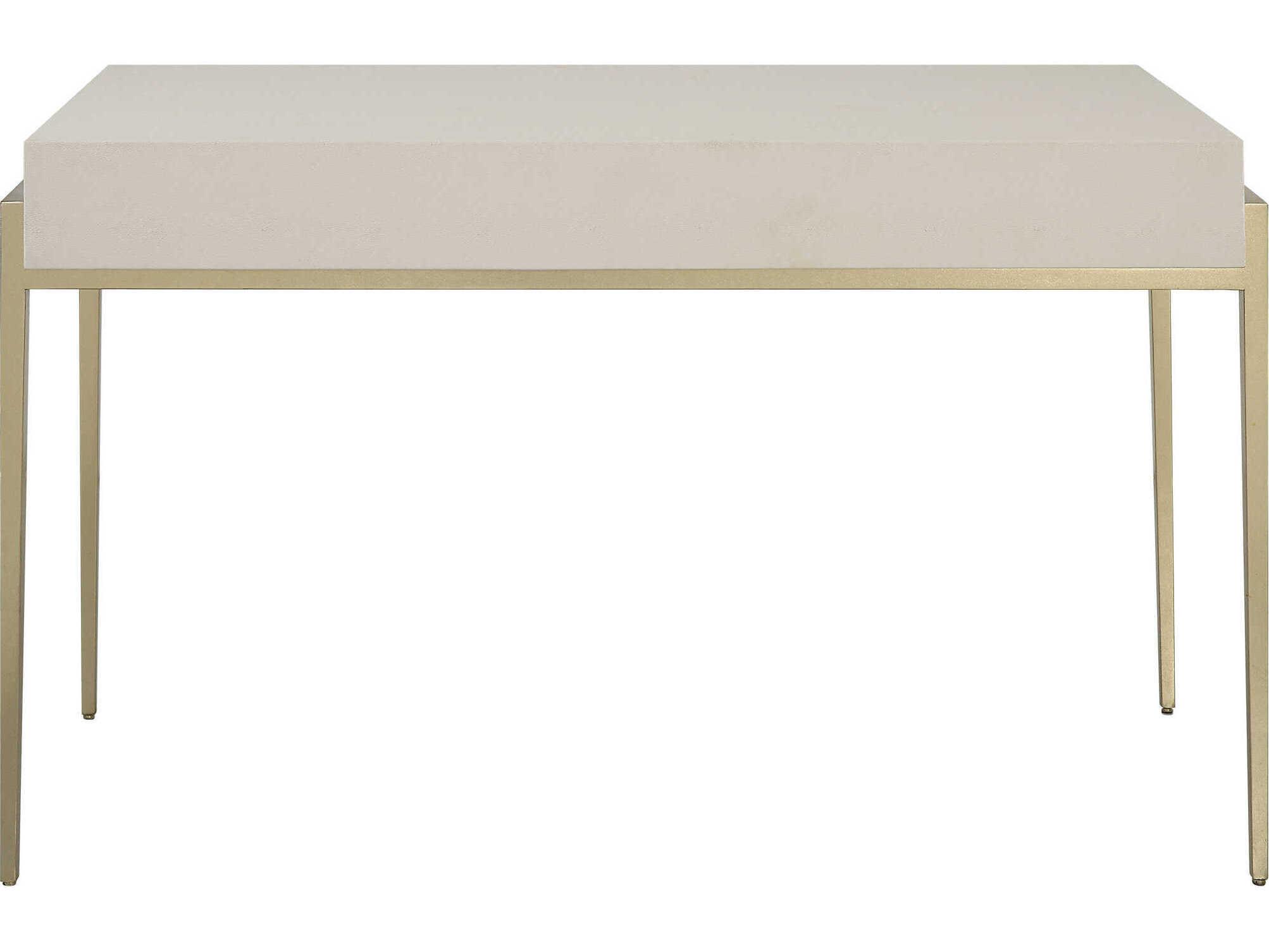 Uttermost Jewel White Faux Shagreen Gold Leaf Secretary Desk