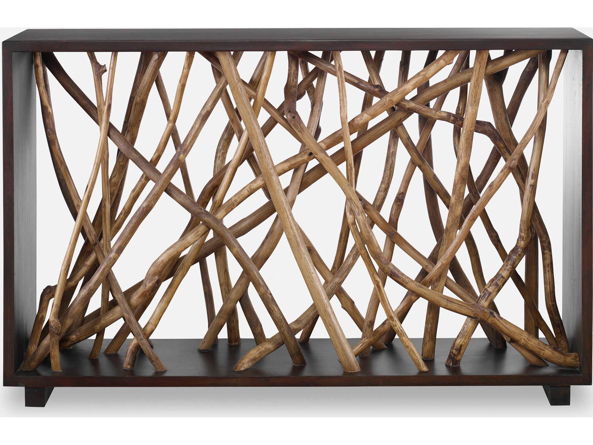 Uttermost Teak Maze Rectangular Wood Rich Walnut Stain Console Table