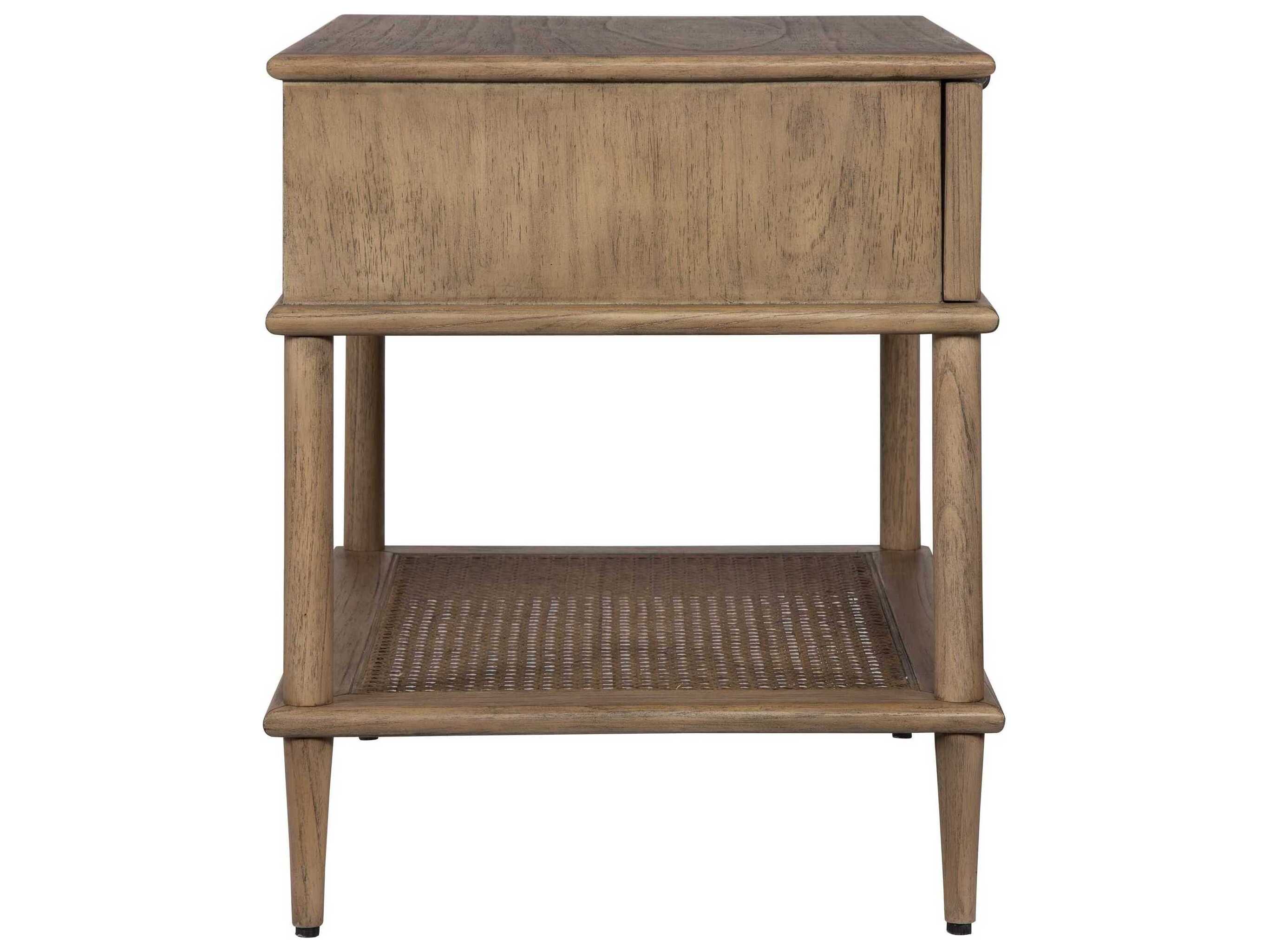 Uttermost Coast Rattan Cane Rectangular Wood Soft Oak End Table